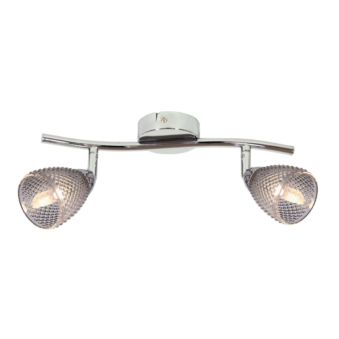 ESTELLO lampa sufitowa listwa chromowy 2x40W G9 klosz dymiony