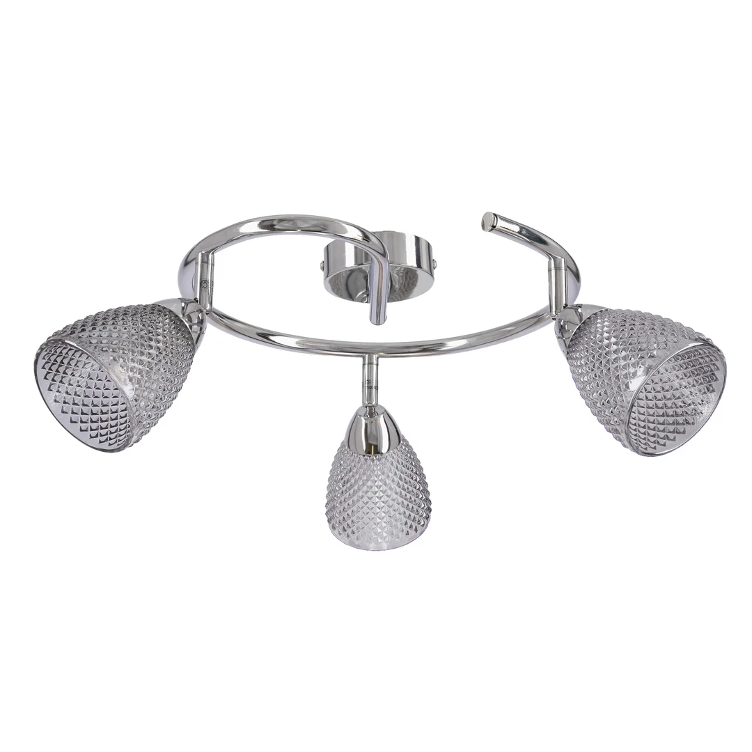 ESTELLO lampa sufitowa spirala chromowy 3x40W G9 klosz dymiony