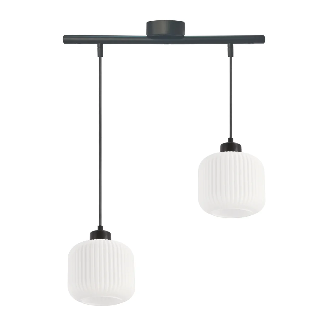 Estilo lampa wisząca czarny 2x40W E27 klosz biały