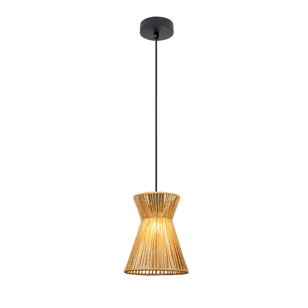 Etnos 2 lampa wisząca czarny 1x40W E27 klosz beżowy