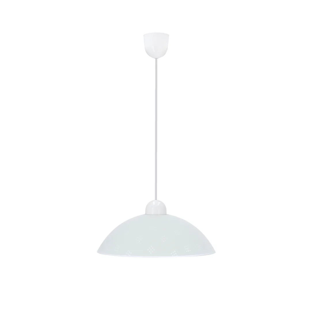 FANUSA LAMPA WISZĄCA 1X60W E27 KLOSZ BIAŁY Z WZOREM