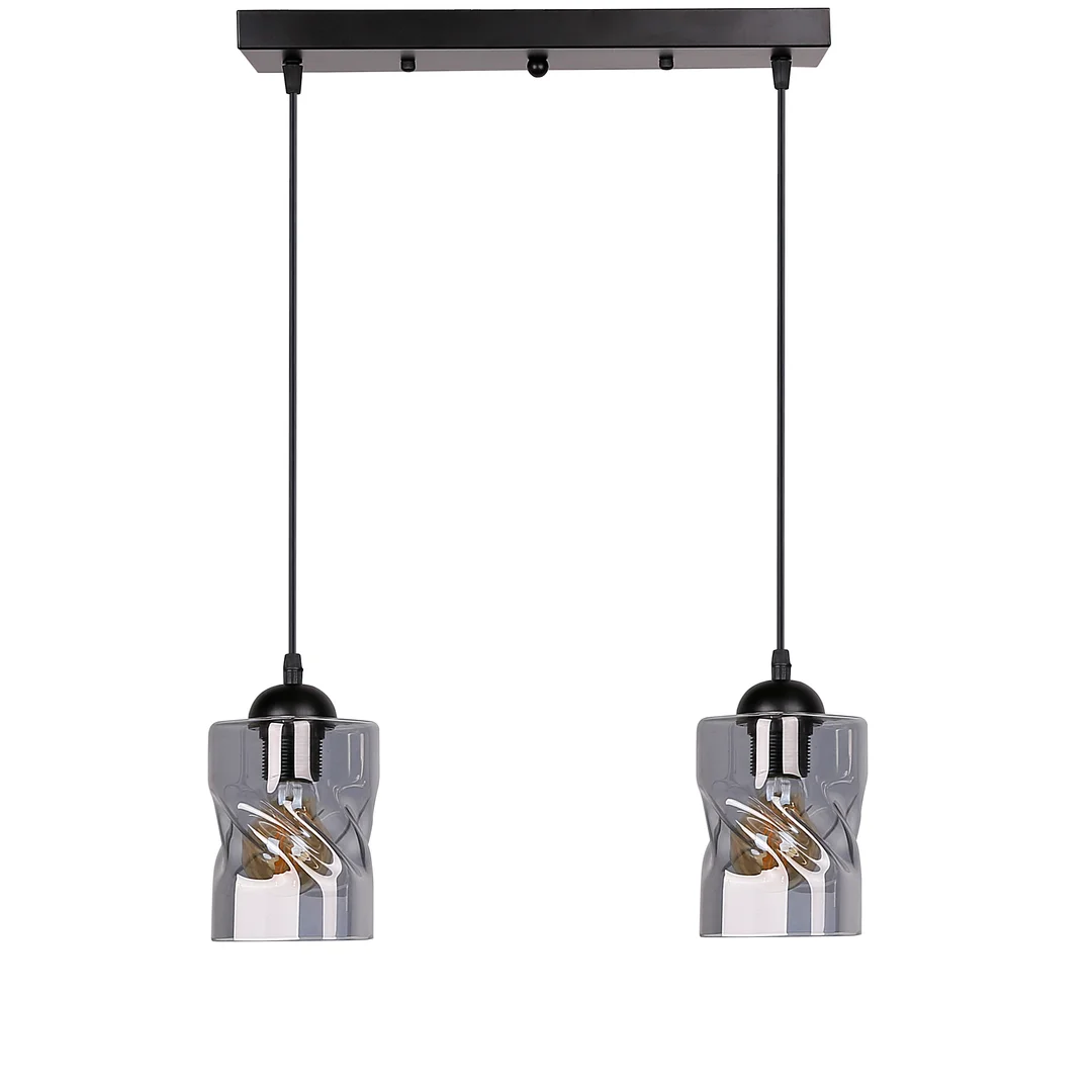 Felis lampa wisząca czarny 2x60w e27 klosz dymiony