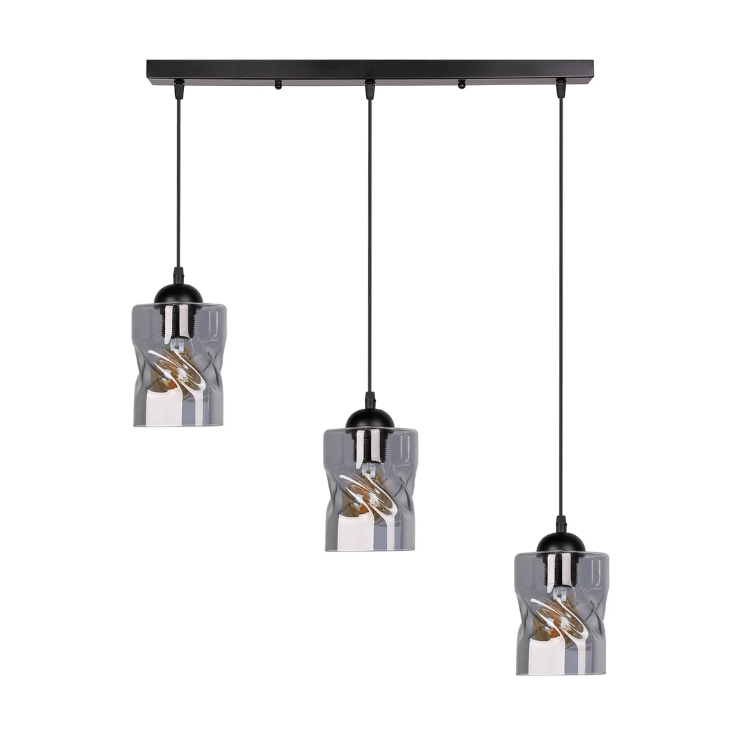Felis lampa wisząca czarny 3x60w e27 klosz dymiony