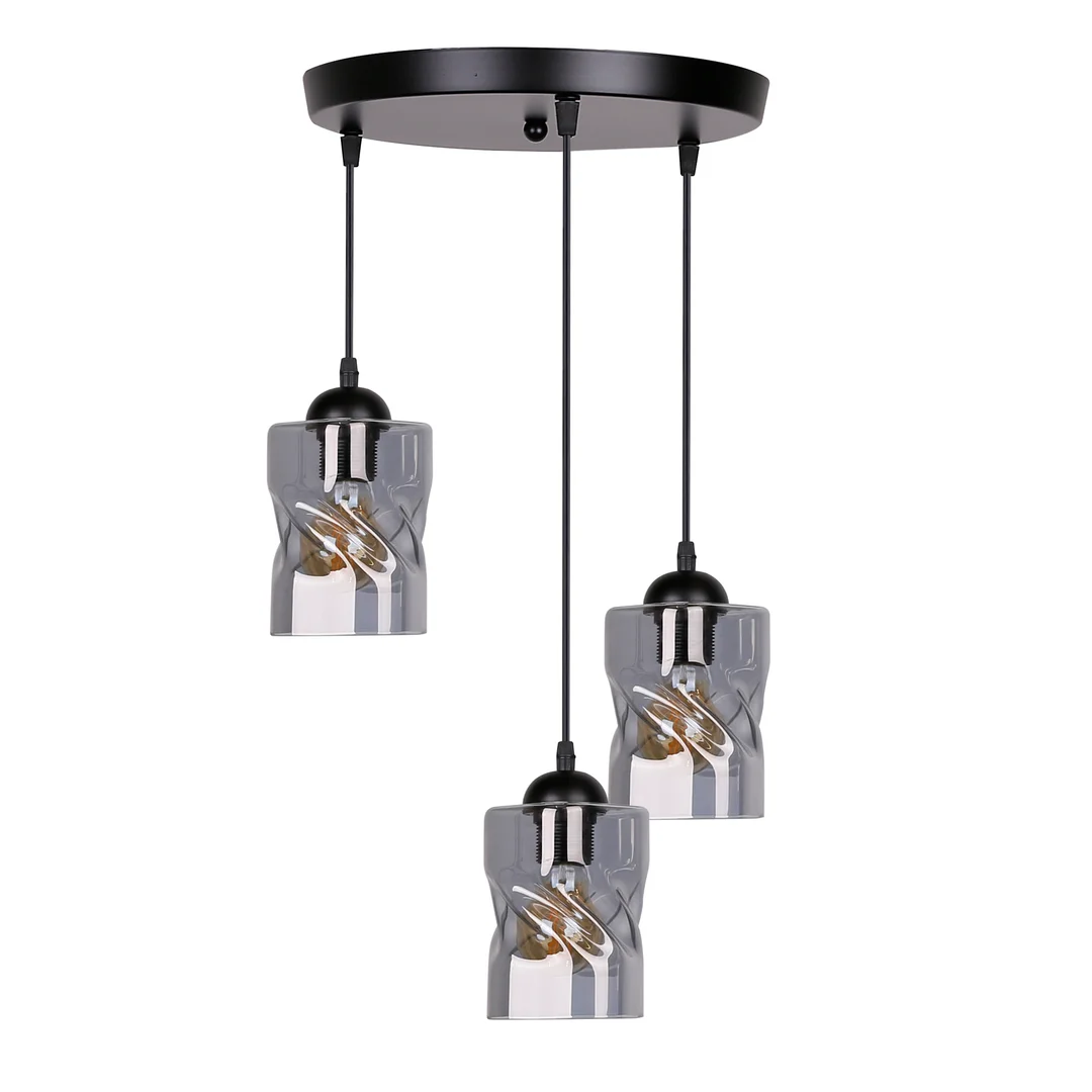 Felis lampa wisząca talerz czarny 3x60w e27 klosz dymiony