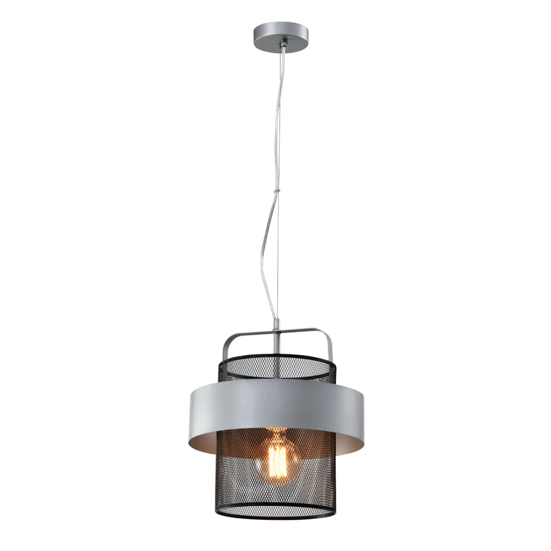 Fiba lampa wisząca czarny 1x40w e27 klosz srebrno czarny