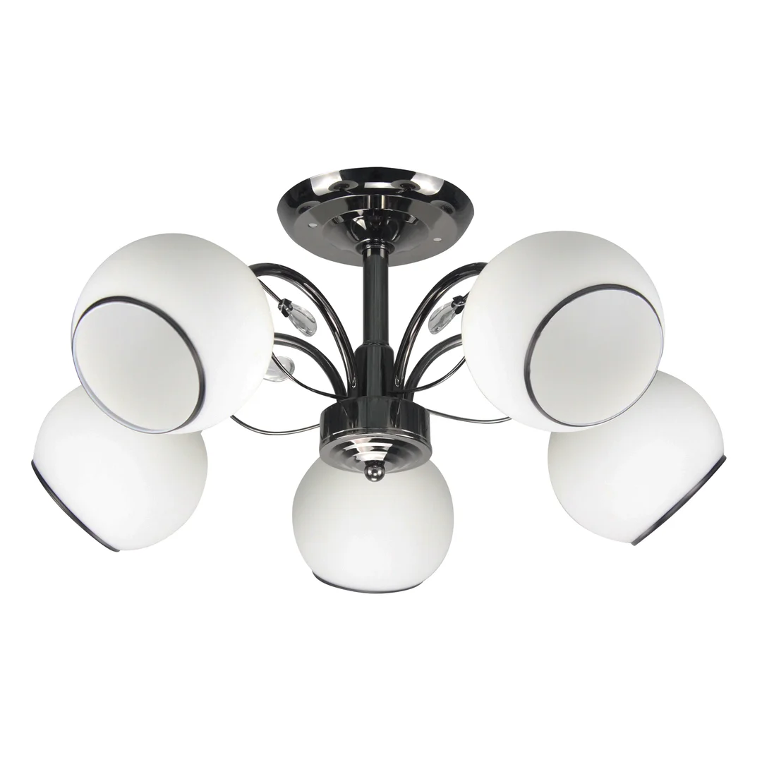 GRAPHITE LAMPA SUFITOWA CZARNY PERŁOWY 5X40 E27 KLOSZ BIAŁY