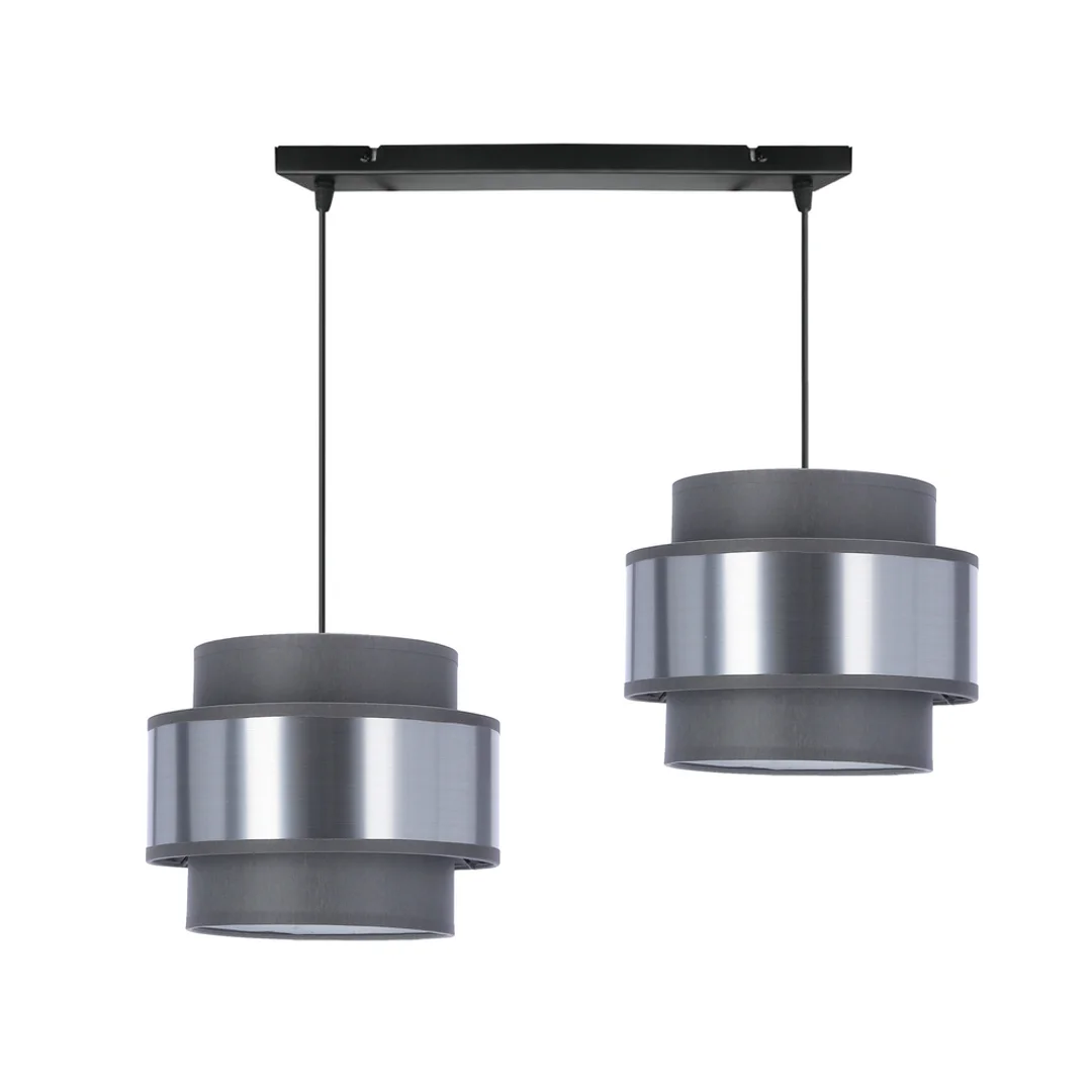 Hare lampa sufitowa czarny 2x40W E27 abażur szary+srebrny