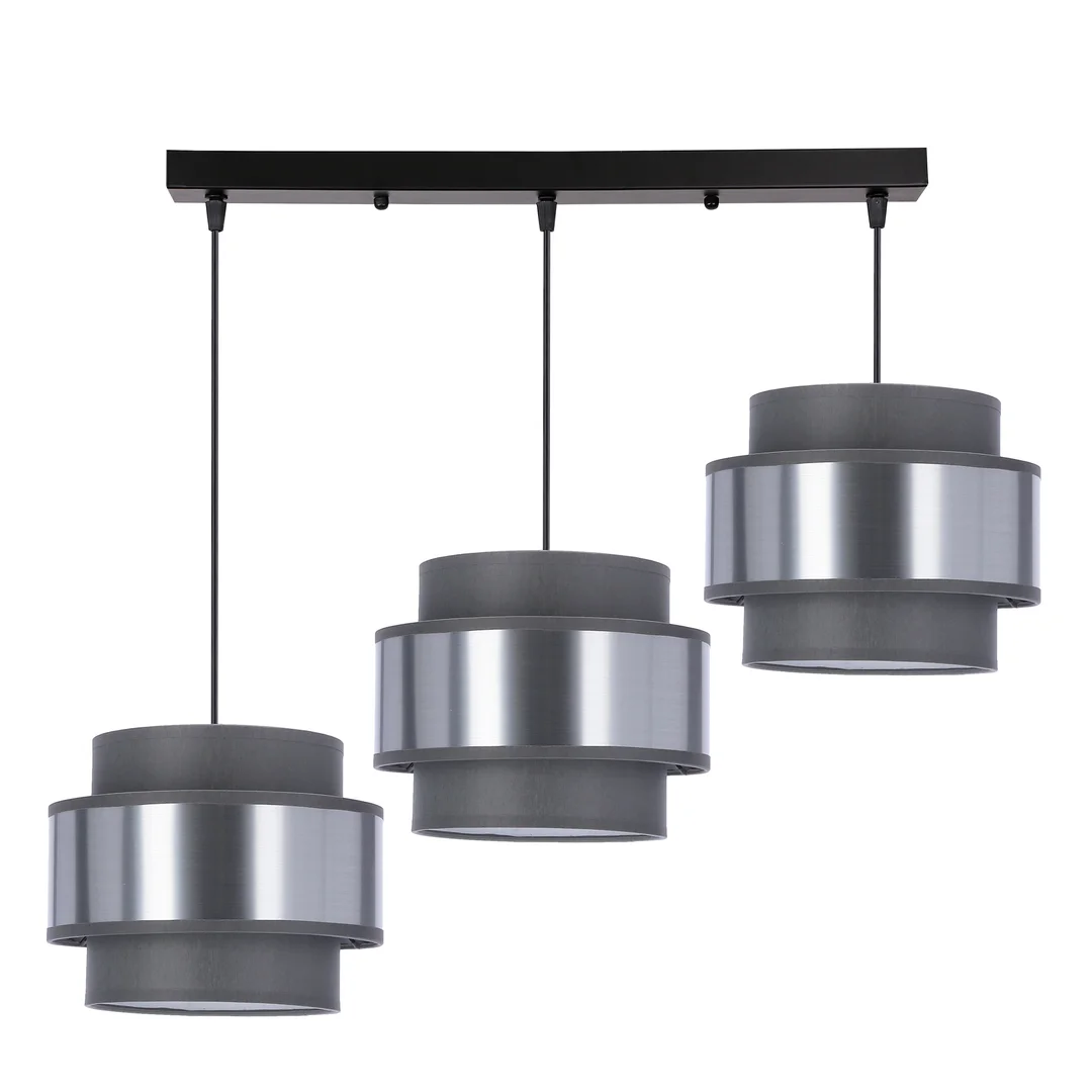 Hare lampa sufitowa czarny 3x40W E27 abażur szary+srebrny