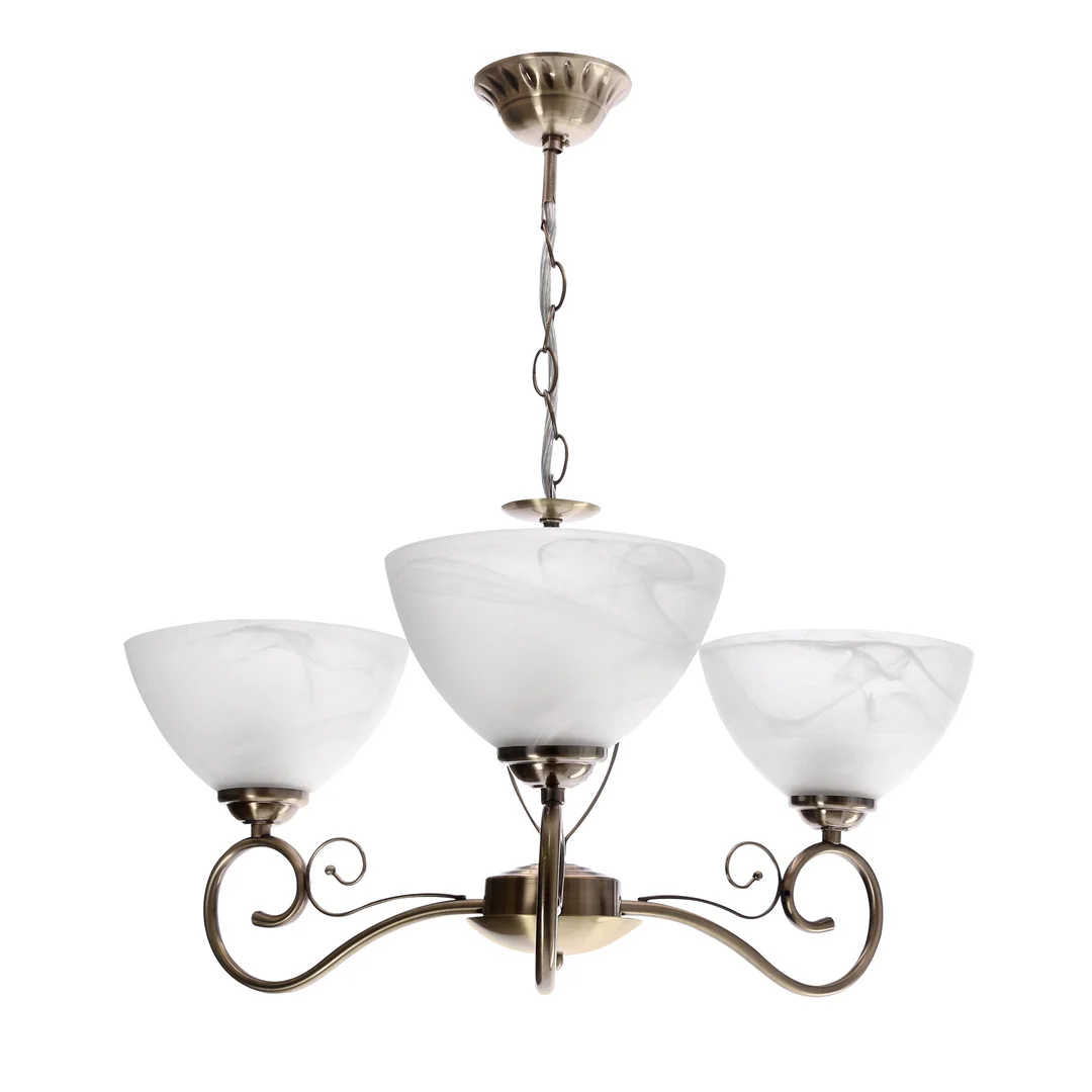 HORIZON lampa wisząca patynowy 3x40 E27 klosz biały