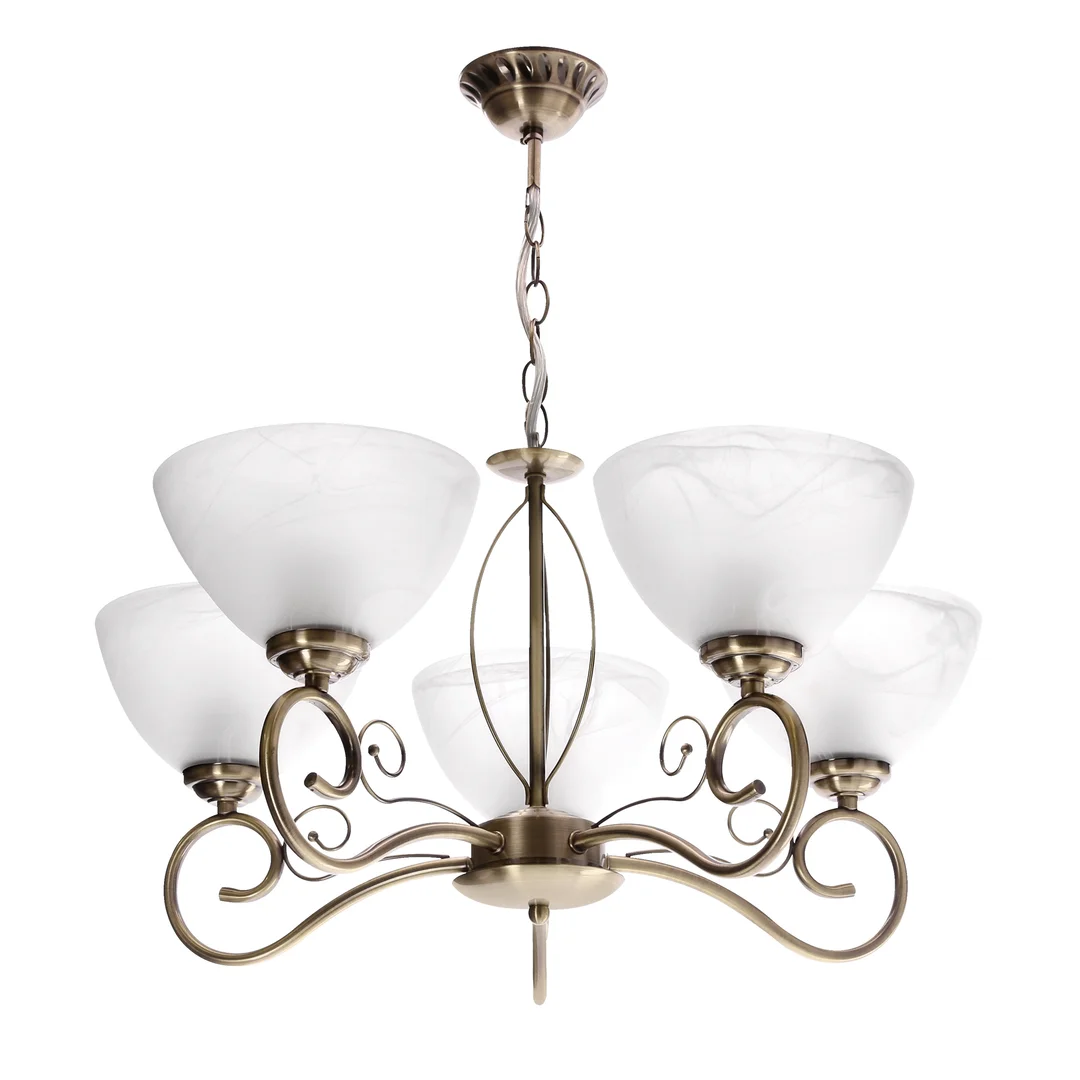 Horizon lampa wisząca patynowy 5x40 E27 klosz biały