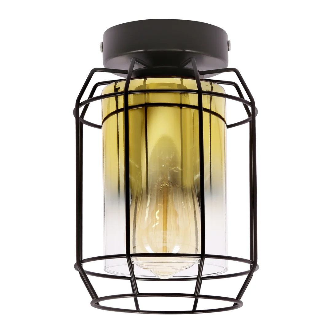 Jonera lampa sufitowa czarny 1x40W E27 klosz złoty