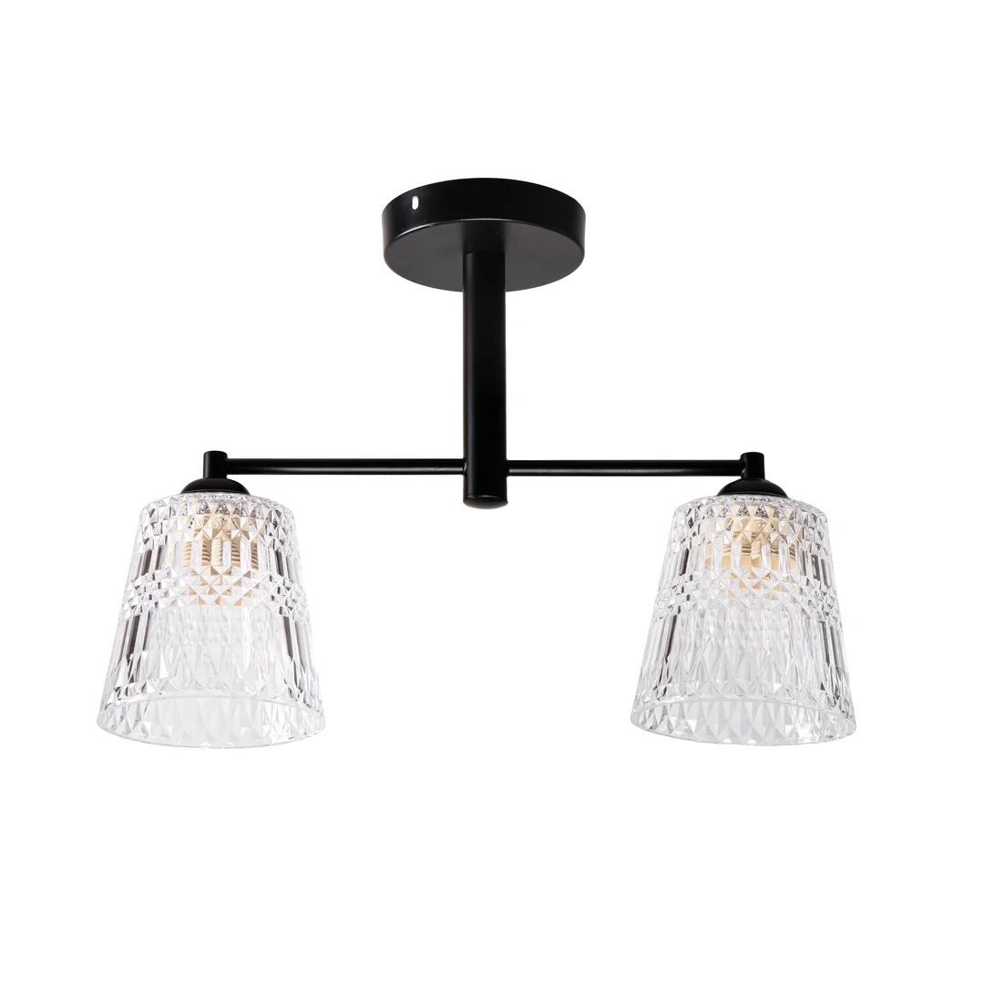 Kair lampa wisząca czarny 2x40W E27 klosz bezbarwny