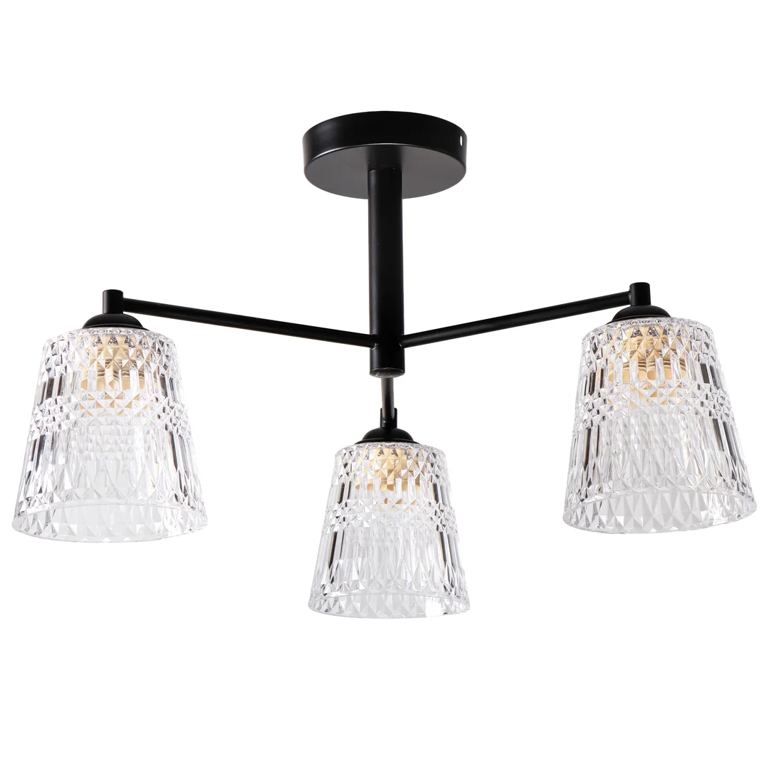 Kair lampa wisząca czarny 3x40W E27 klosz bezbarwny