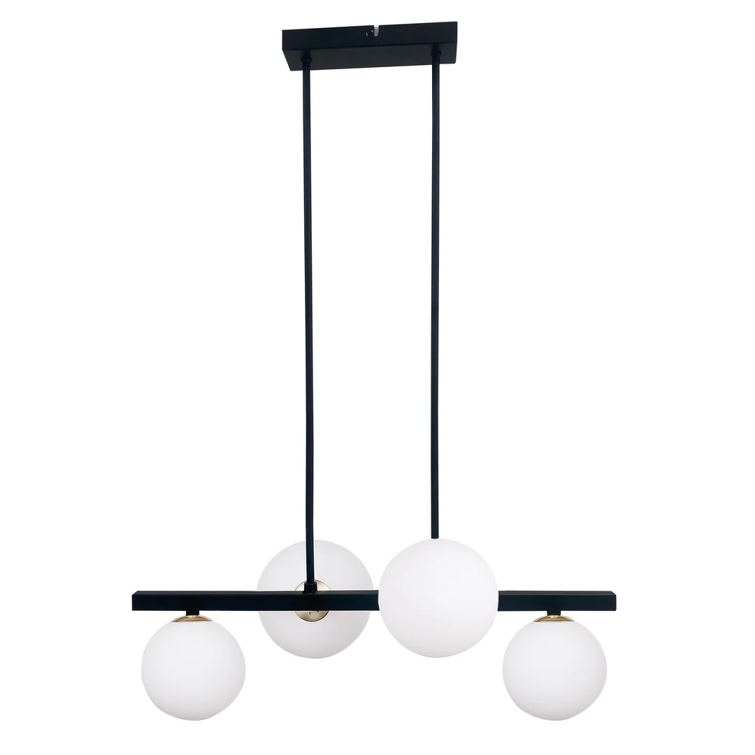 Kama lampa wisząca czarny+złoty 4x28w g9 klosz biały