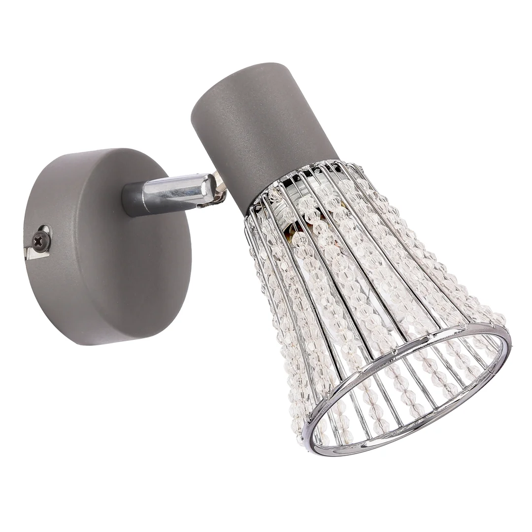 Kinkiet ścienny CURTIS szary 1x40W E14 nowoczesny design do salonu sypialni przedpokoju