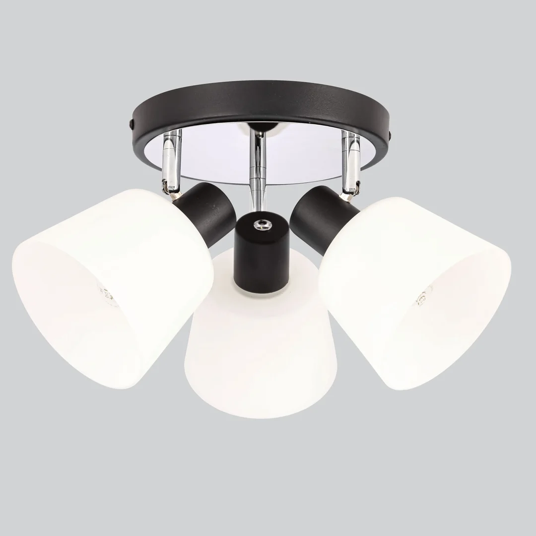 Lampa sufitowa BILOBA plafon biało-czarna 3x40W E14 białe klosze szklane nowoczesne oświetlenie do salonu sypialni kuchni korytarza przedpokoju