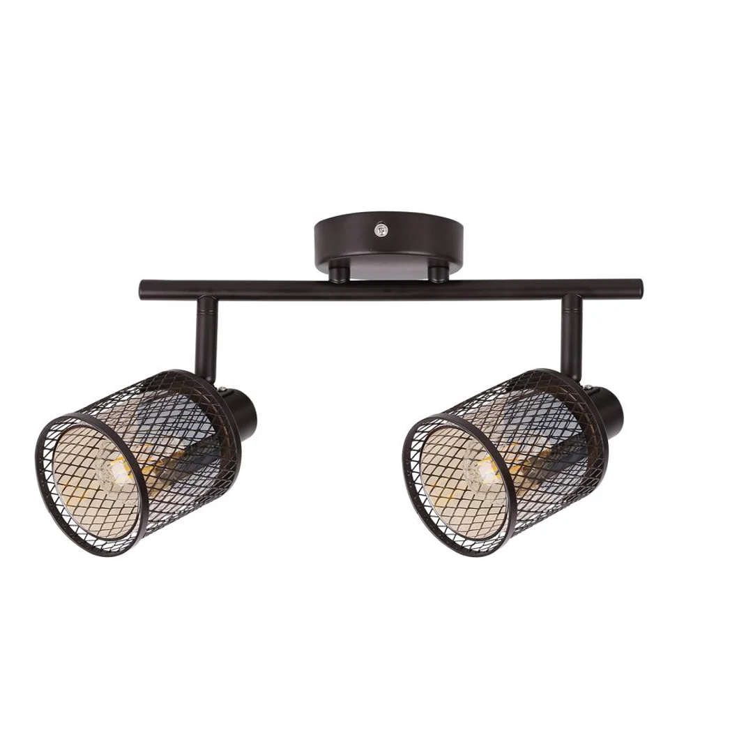 LAMPA SUFITOWA CANABERA KAWOWE ZŁOTO 2X40W E14 KLOSZ BURSZTYNOWY