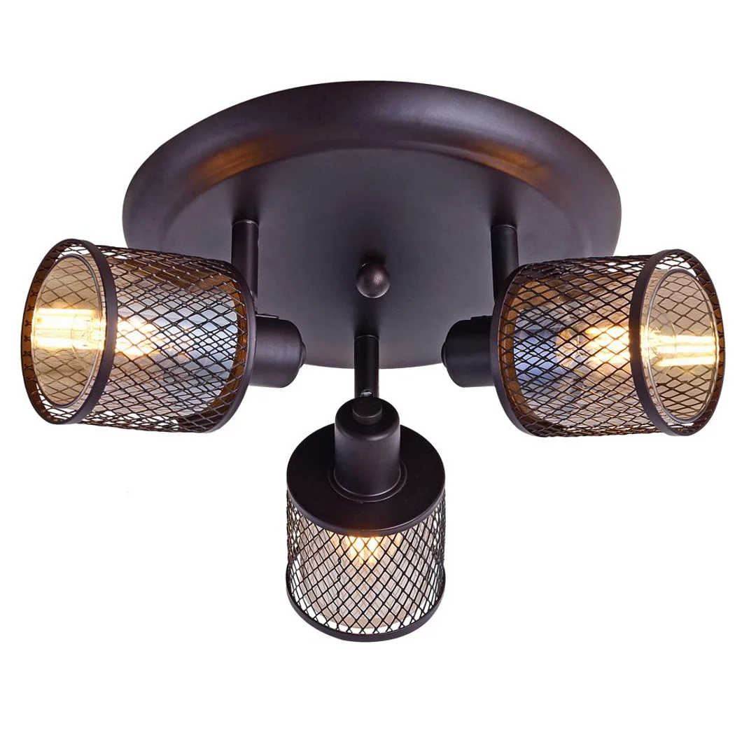 LAMPA SUFITOWA CANABERA PLAFON KAWOWE ZŁOTO 3X40W E14 KLOSZ BURSZTYNOWY