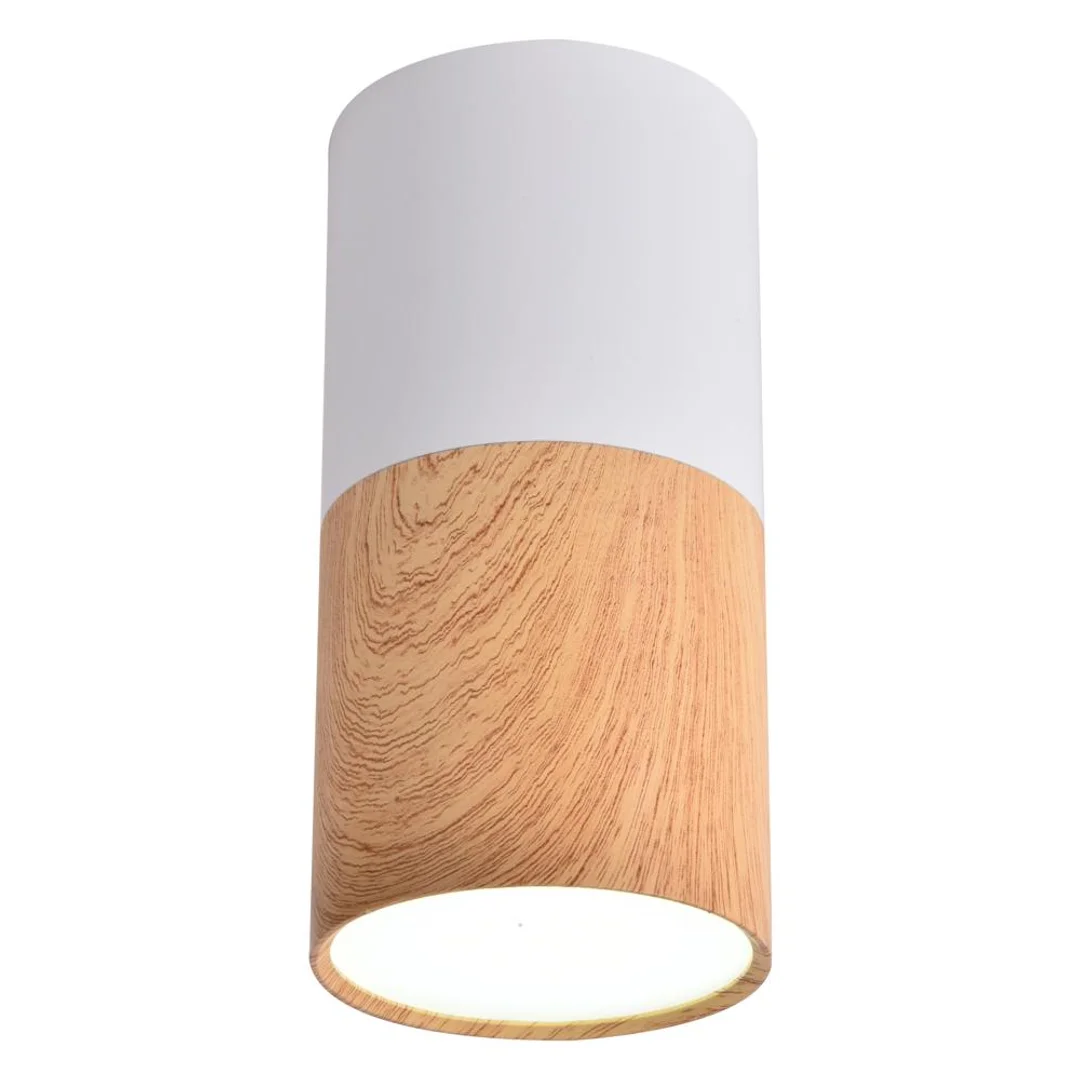 LAMPA SUFITOWA TUBA 1X50W GU10 DREWNIANY+BIAŁY ŚR. 5,8 CM