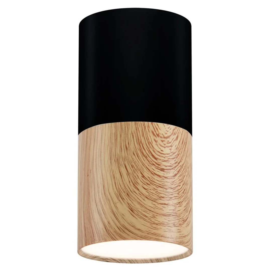 LAMPA SUFITOWA TUBA 1X50W GU10 DREWNIANY+CZARNY ŚR. 5,8 CM