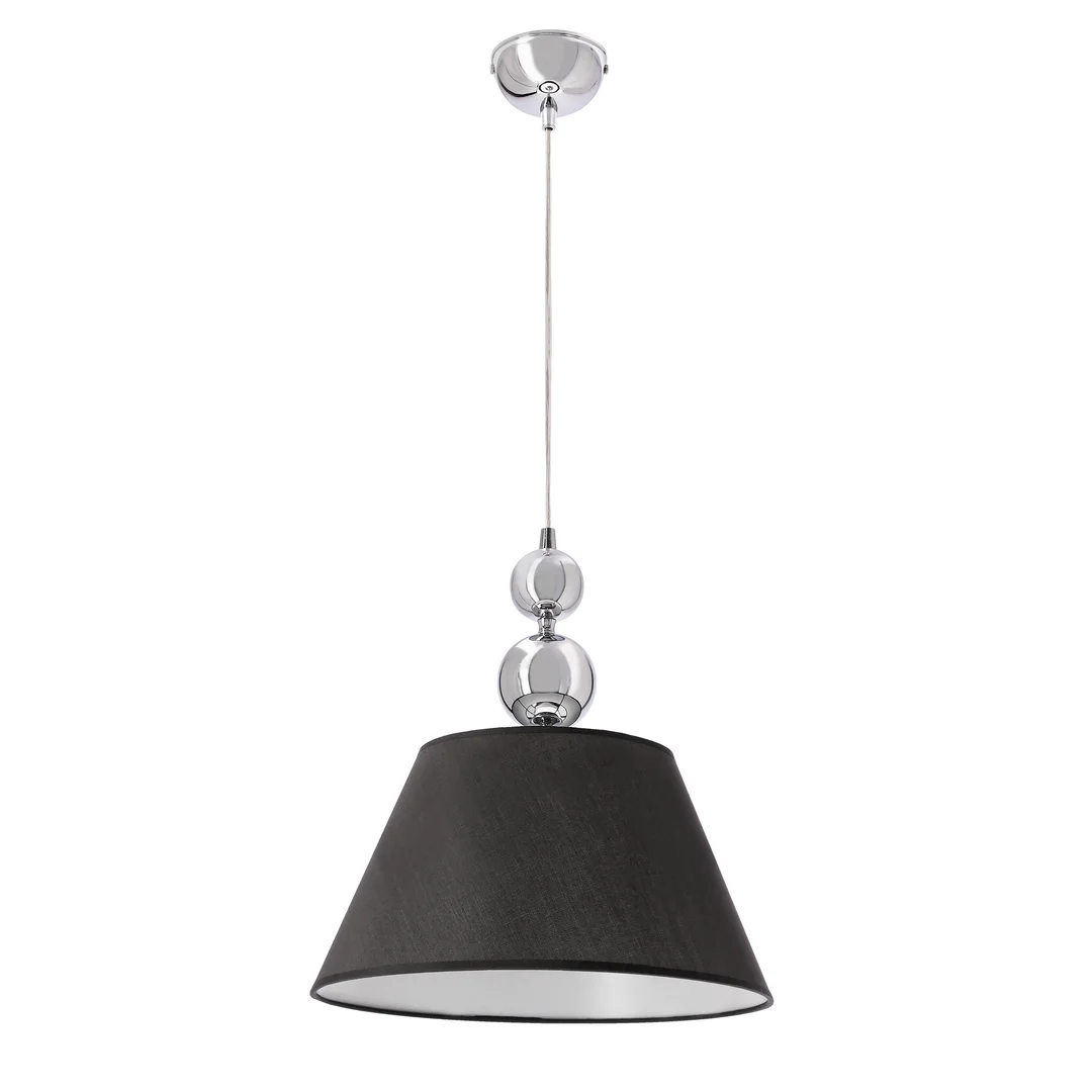 Lampa wisząca ARAL chromowa E27 1x60W z czarnym abażurem nowoczesna do salonu sypialni kuchni jadalni eleganckie oświetlenie sufitowe