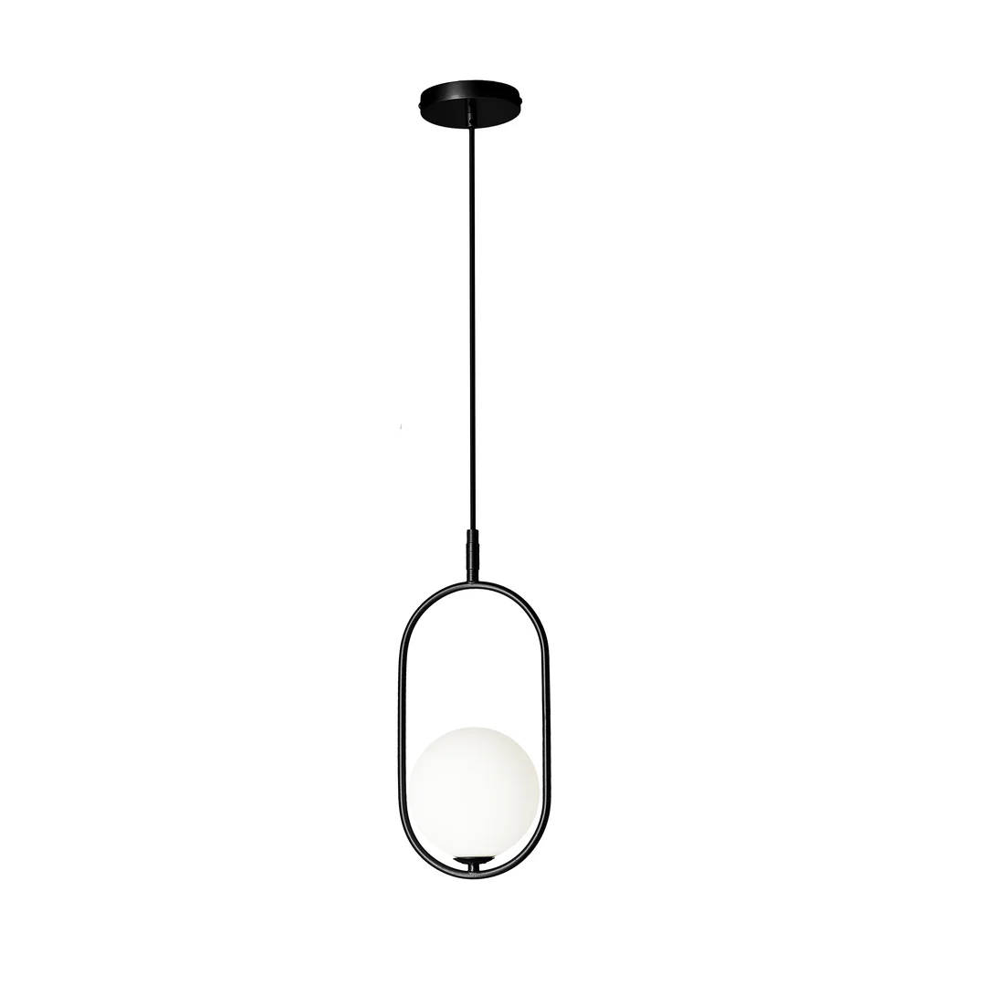 Lampa wisząca CORDEL elegancka - czarna z białym kloszem kulką - nowoczesne oświetlenie salonu i łazienki 1x G9 LED
