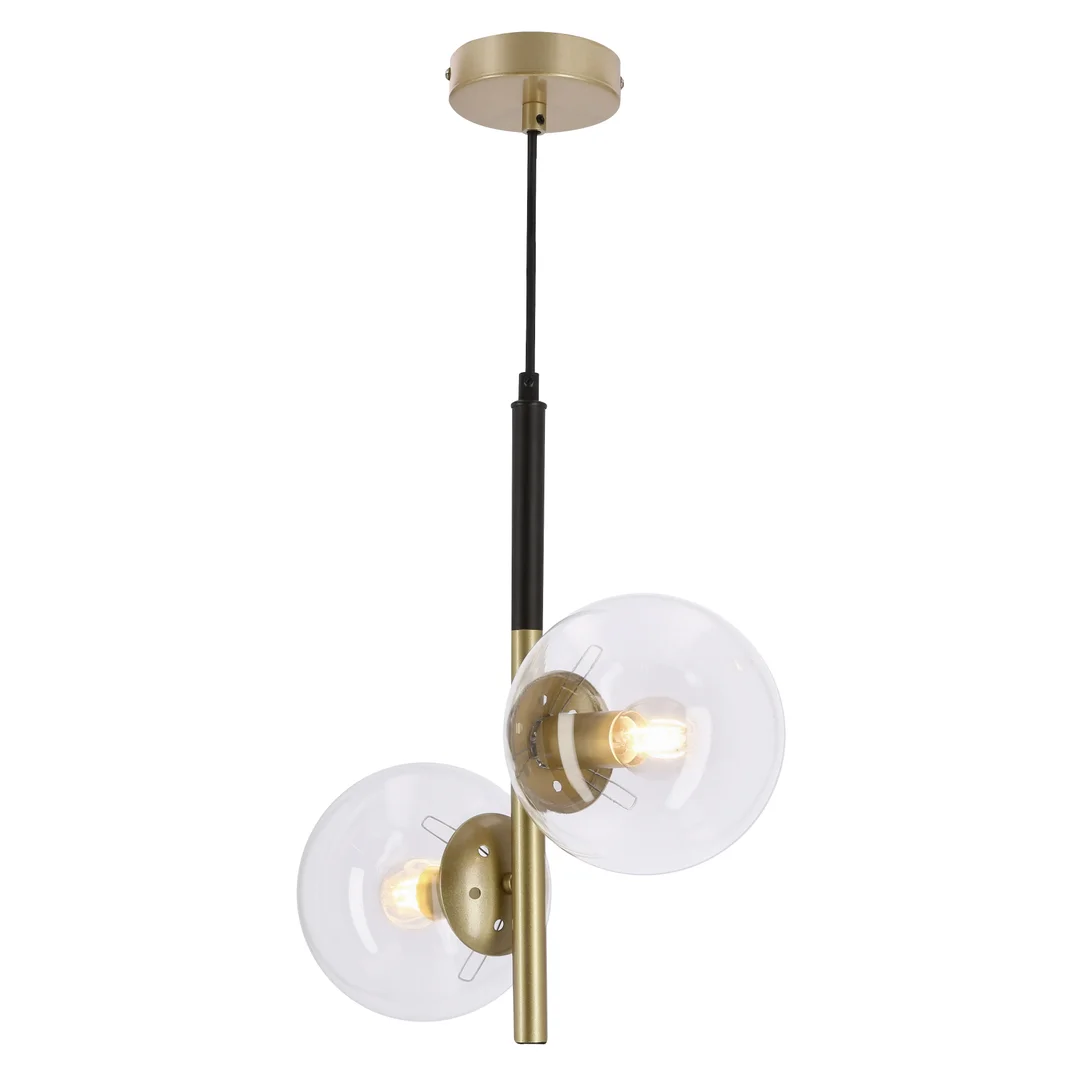 Lampa wisząca DUO złota 2x15W E14 nowoczesna oprawa sufitowa do salonu kuchni i jadalni