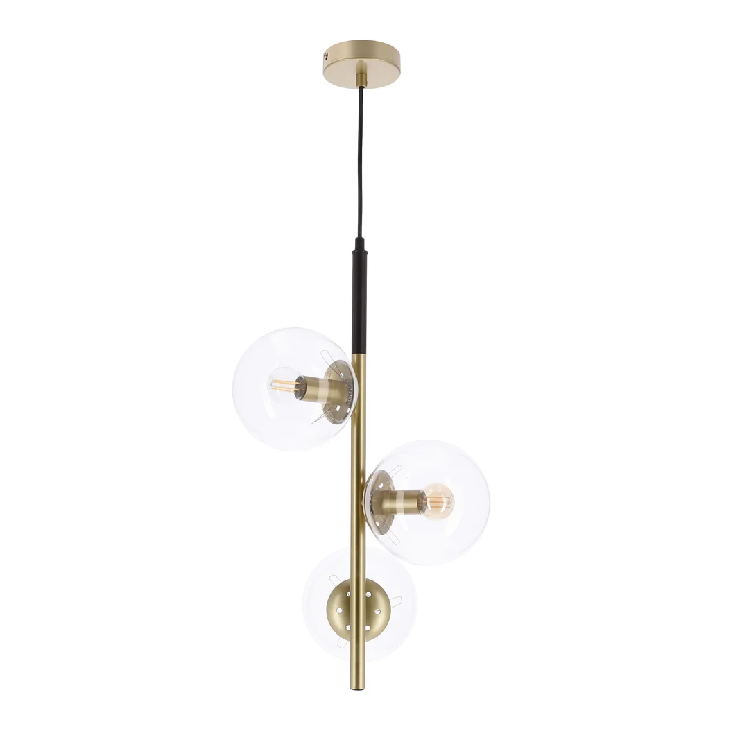 Lampa wisząca DUO złota 3x15W E14 nowoczesna oprawa sufitowa do salonu kuchni i jadalni