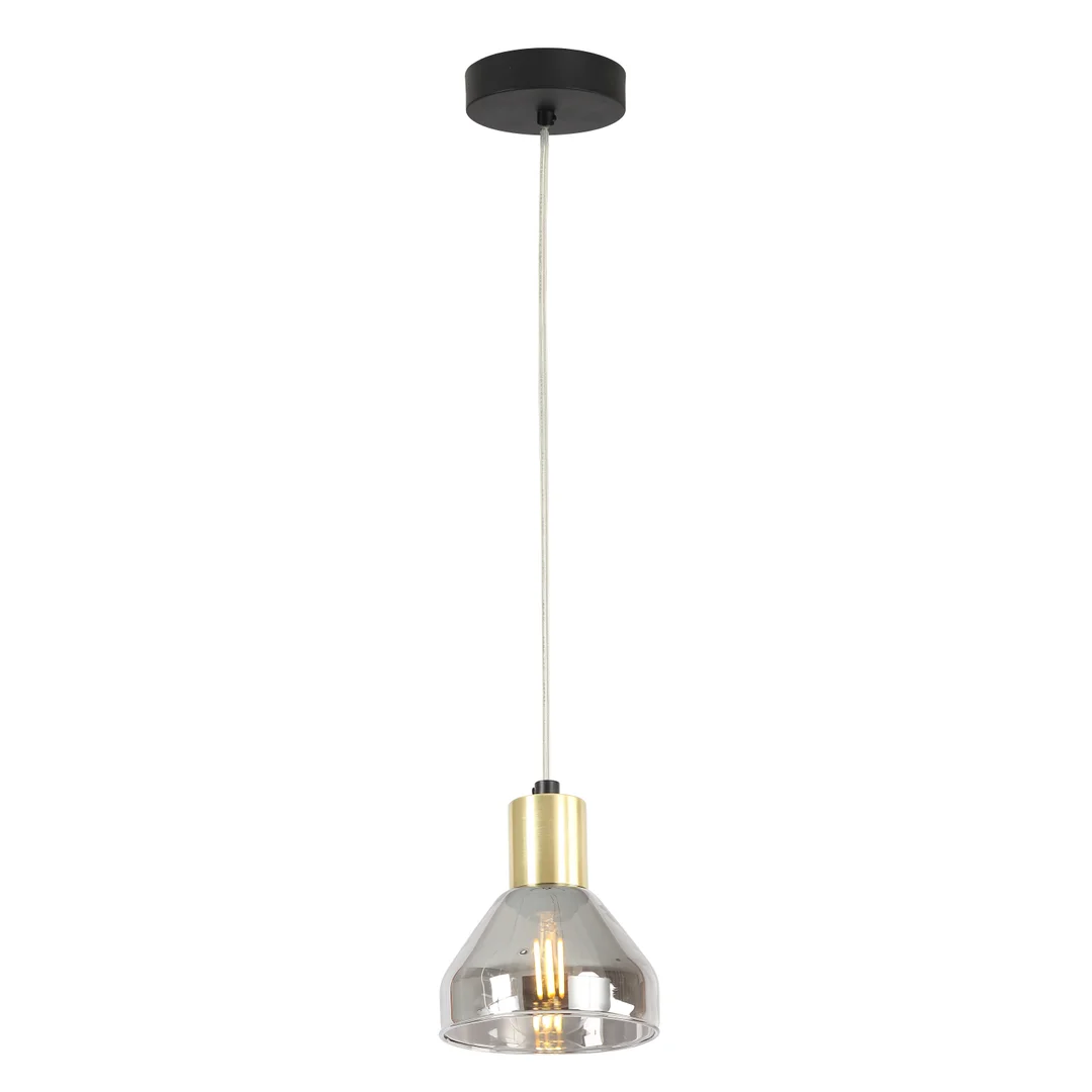 LAMPA WISZĄCA GREGORY CZARNY BRĄZ 1X40W E14 KLOSZ DYMIONY
