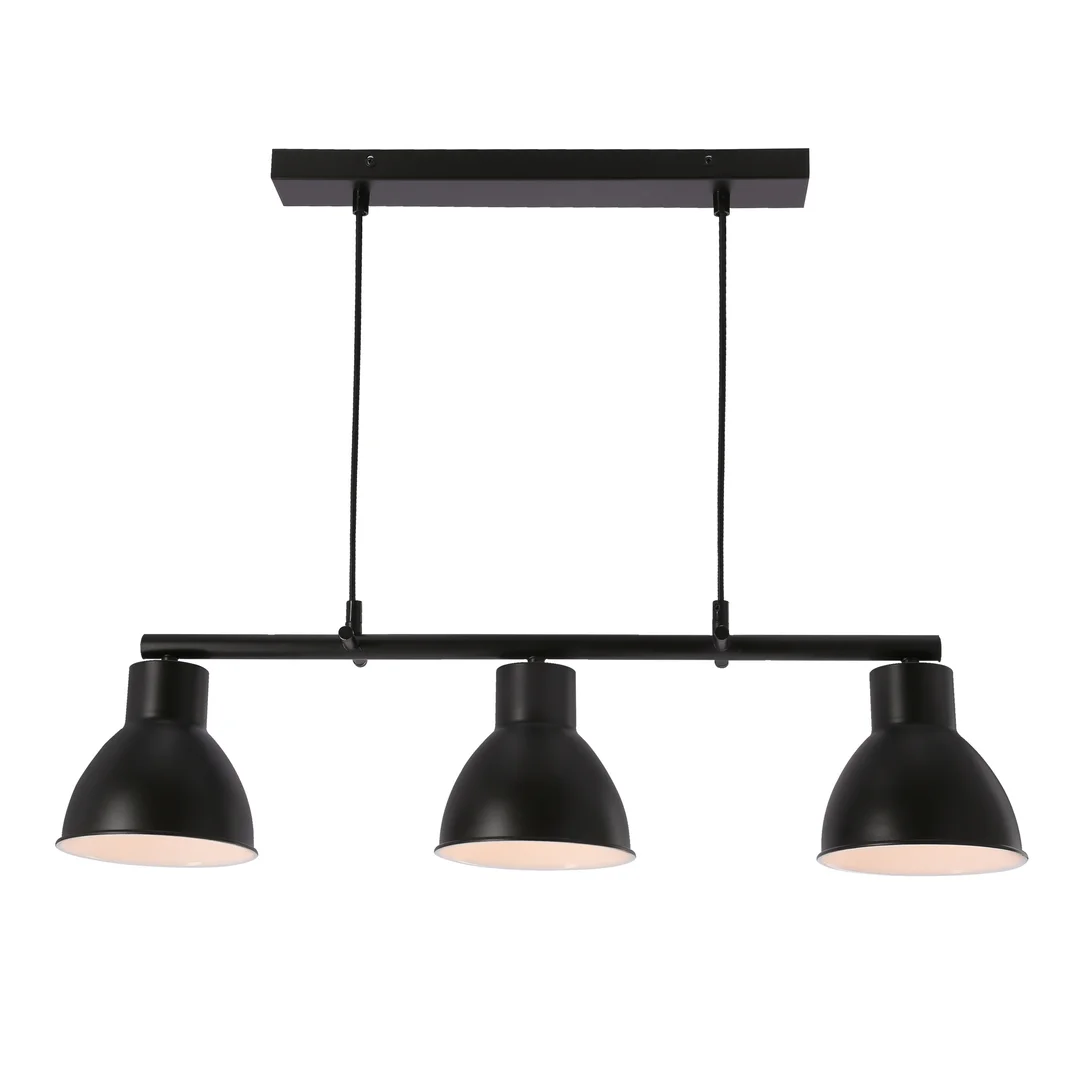 Lampa wisząca INEZZ 3x60W E27 czarna, nowoczesna oprawa sufitowa z trzema kloszami do salonu, jadalni lub kuchni, styl loft i industrial
