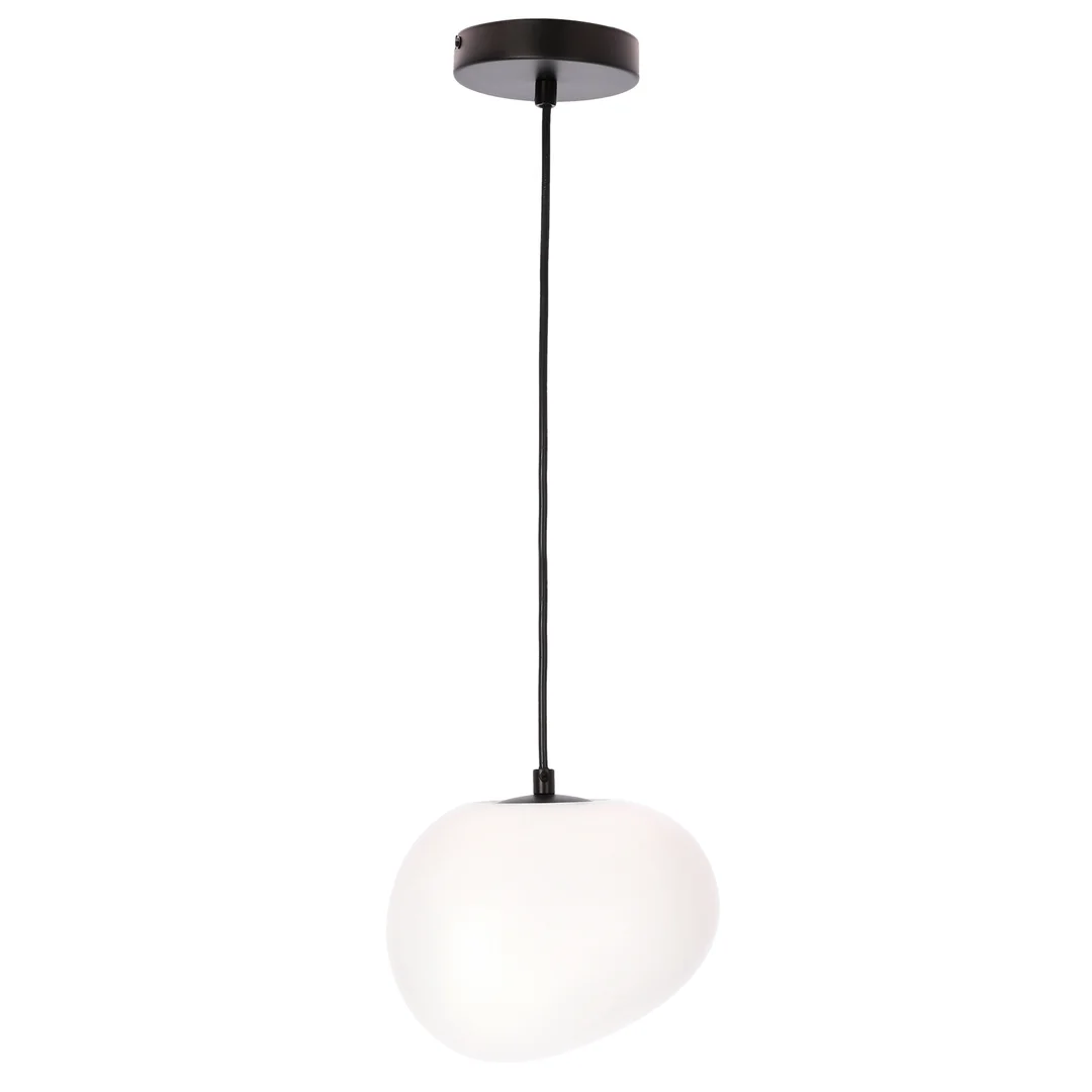 Lampa wisząca STONES 20 cm w stylu Japandi - z białym kloszem inspirowanym kamieniem - minimalistyczne oświetlenie sufitowe do salonu E27