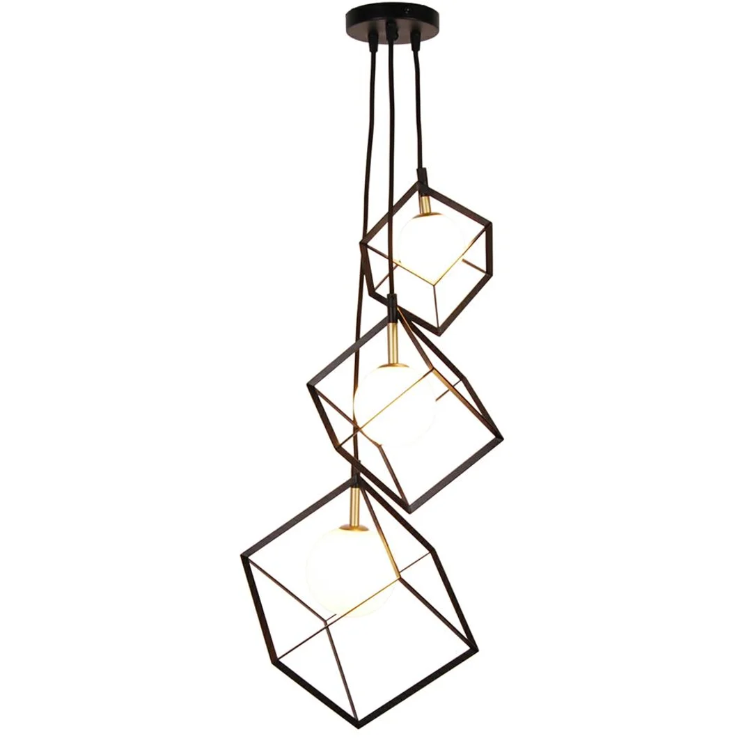 LAMPA WISZACA WEERT 3 CZARNY ZŁOTY 120x20x28