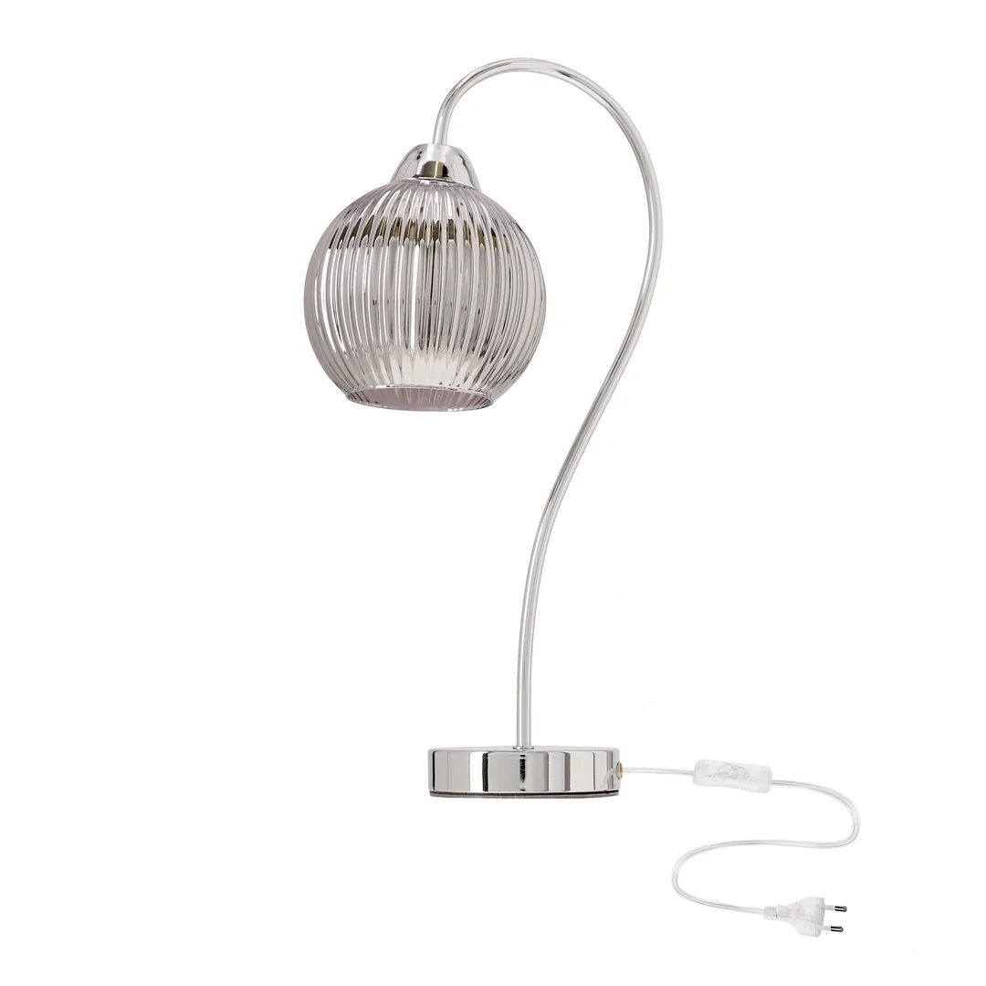 Lampka stołowa CESAR srebrny 1x40W E27 elegancki nowoczesny styl oświetlenie biurka komody stolika nocnego