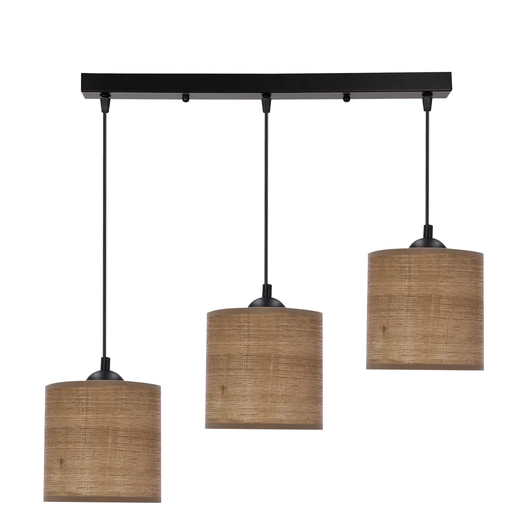 LEGNO LAMPA WISZĄCA CZARNY 15 3X40W E27 ABAŻUR ORZECHOWY
