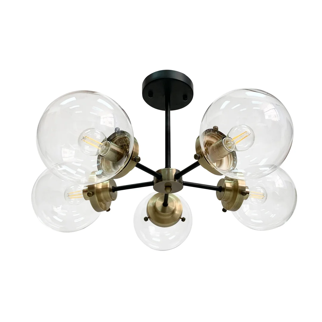 Lens lampa sufitowa czarny+patynowy 5x40w e14 klosz bezbarwny