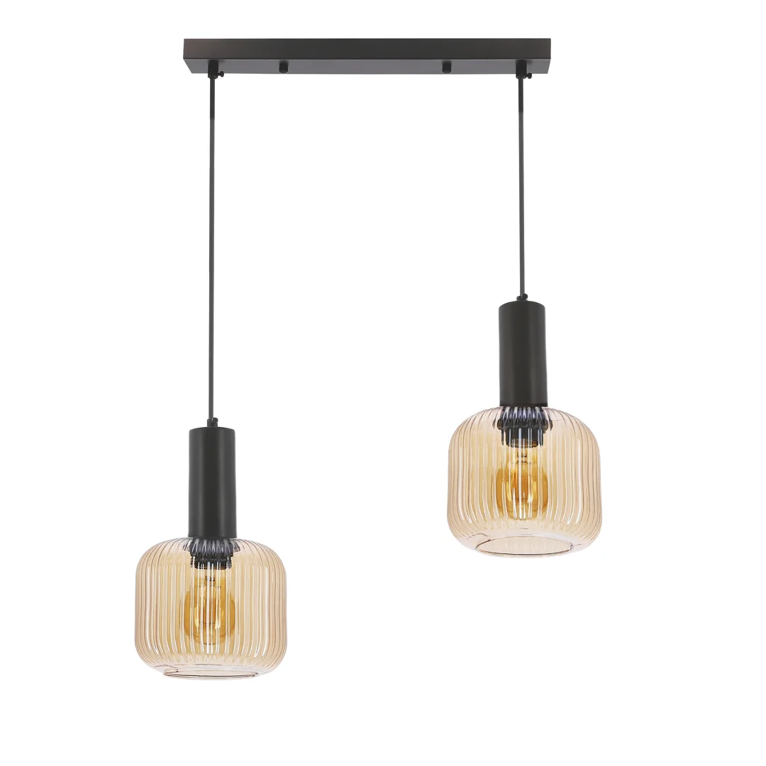 Linox lampa wisząca czarny 2x40 E27 klosz bursztynowy