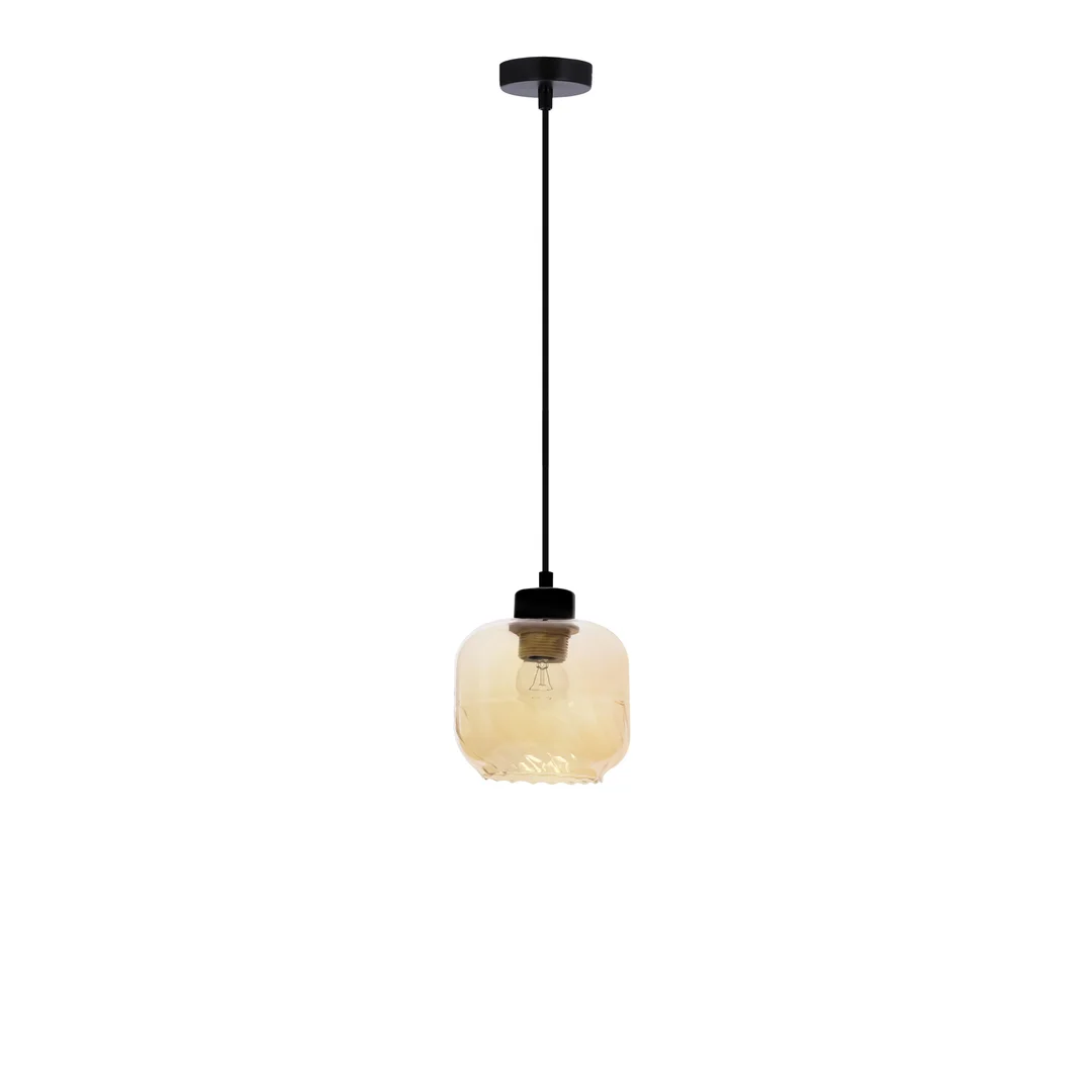 Marla lampa wisząca czarny 1x40W E27 klosz bursztynowy