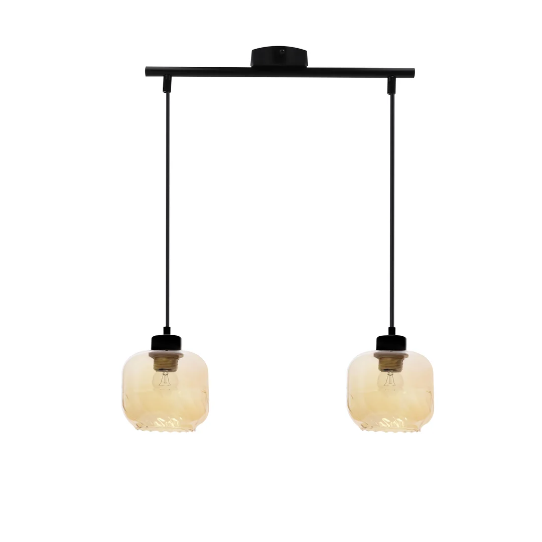 Marla lampa wisząca czarny 2x40W E27 klosz bursztynowy