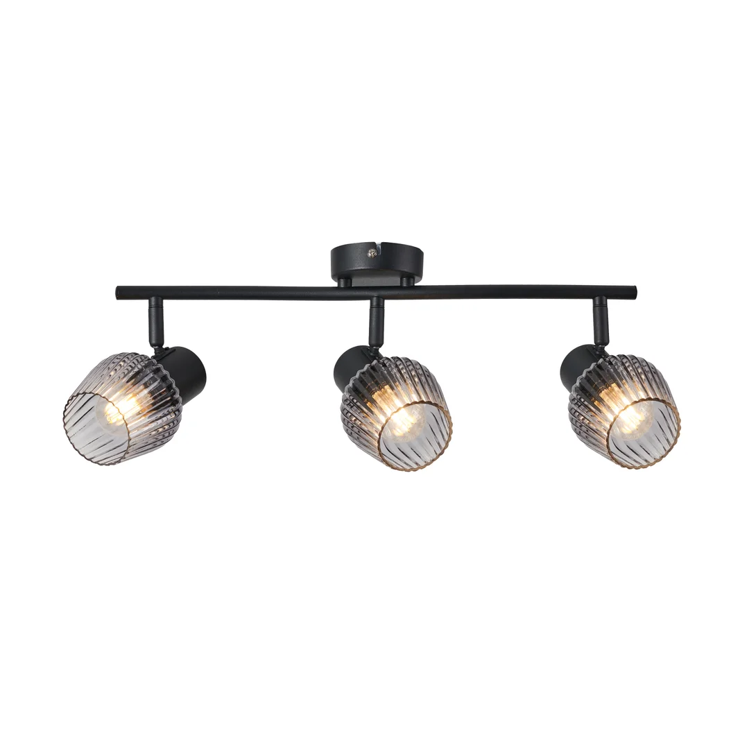 MITURA lampa sufitowa czarny 3x40W E27 klosz dymiony