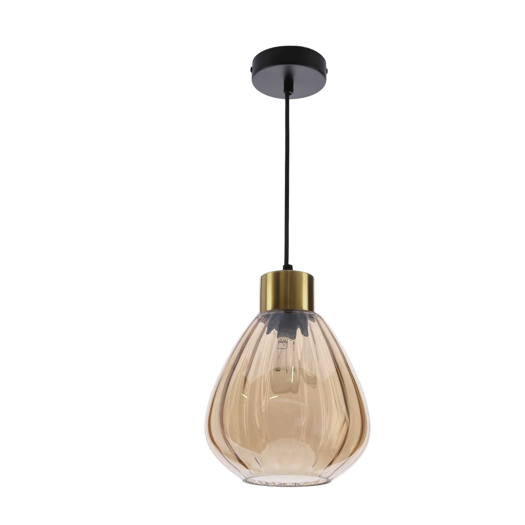 Monte lampa wisząca czarny 1x40W E27 klosz bursztynowy