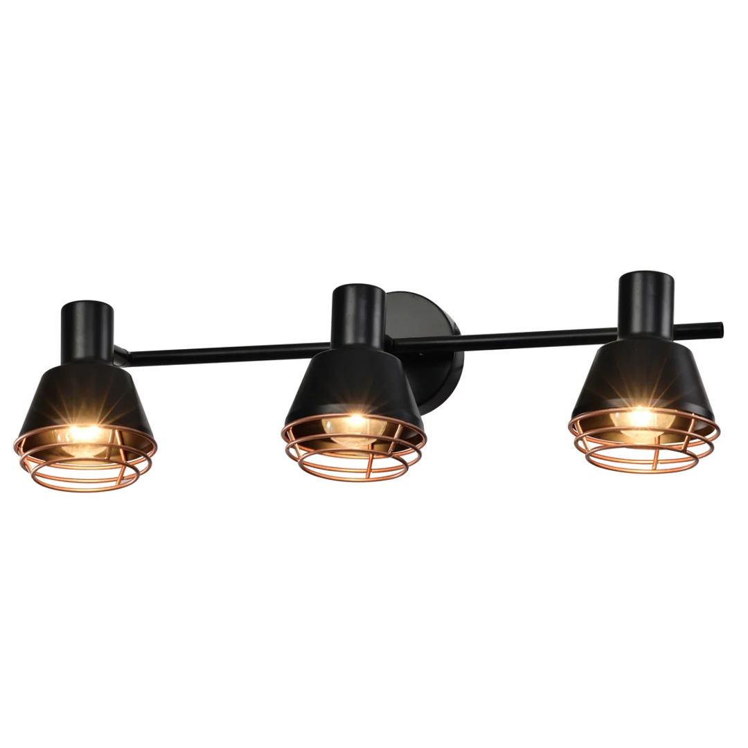 Neria lampa sufitowa listwa czarny 3x40w e14 klosz miedziany