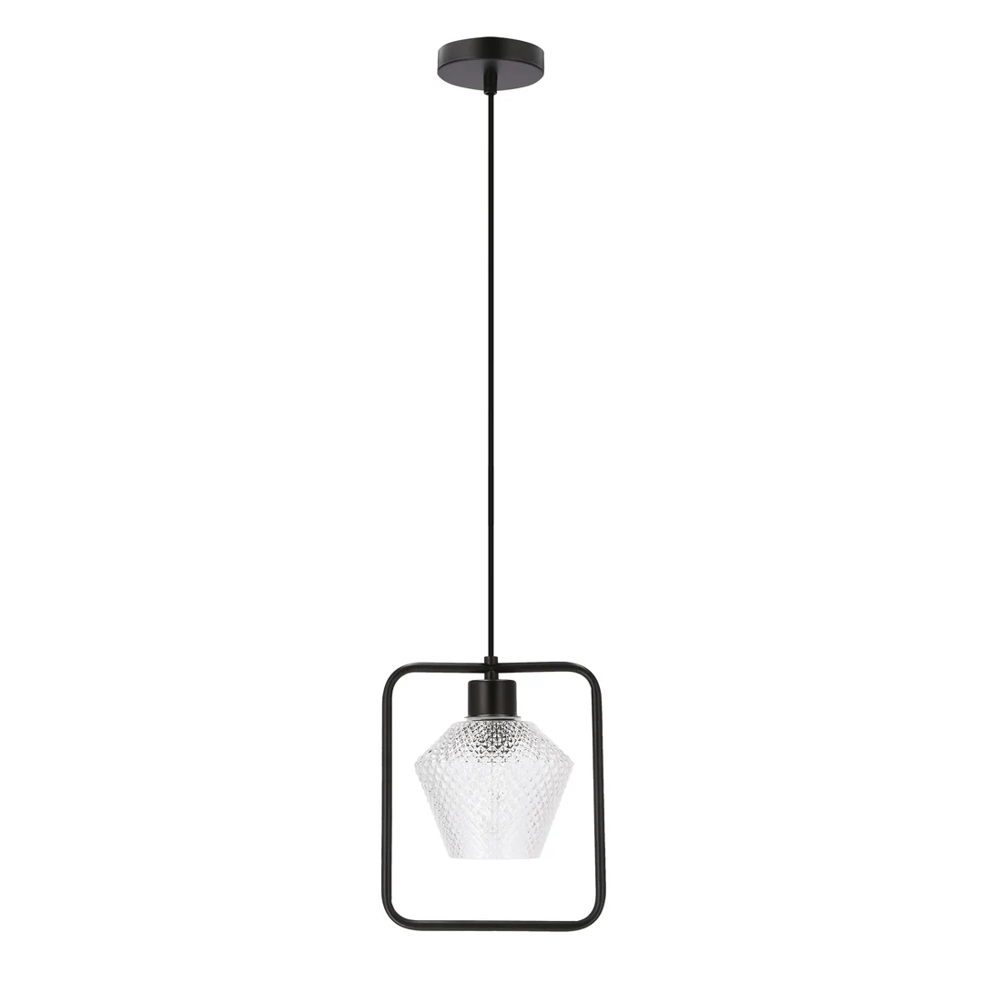 NIKO LAMPA WISZĄCA CZARNY 1X40W E27 KLOSZ BEZBARWNY KARBOWANY