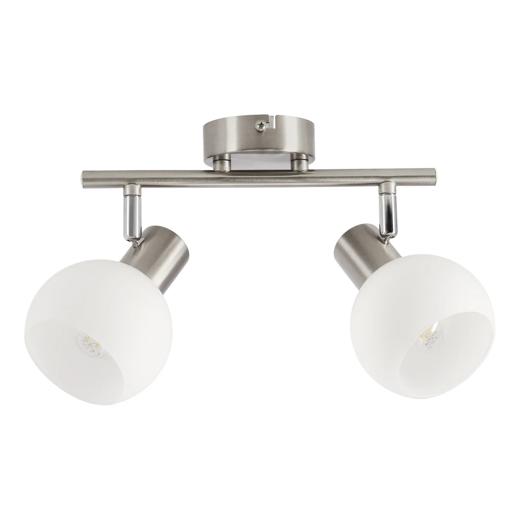 NOVO lampa sufitowa listwa satyna nikiel 2x40W E14 klosz biały