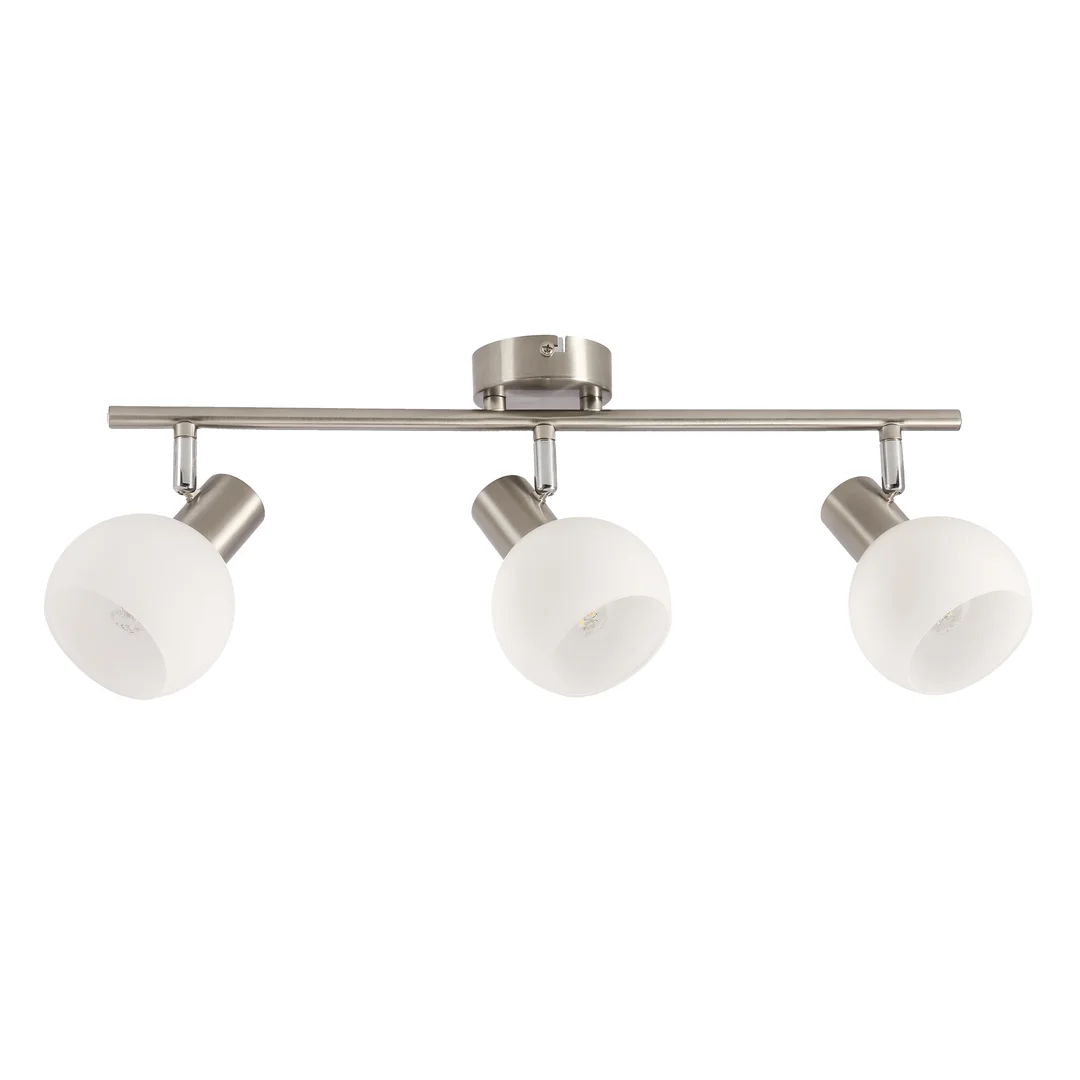 NOVO lampa sufitowa listwa satyna nikiel 3x40W E14 klosz biały