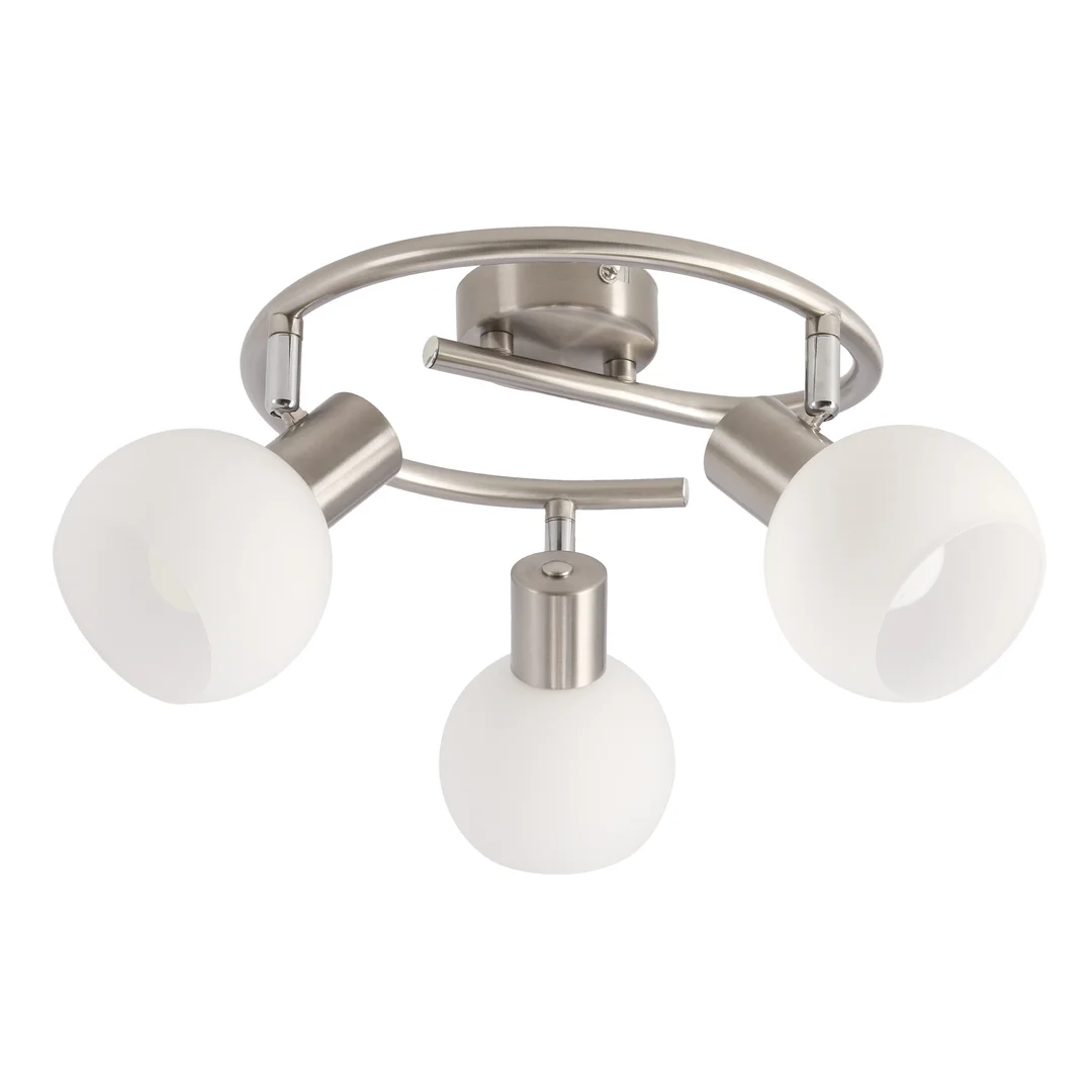 NOVO lampa sufitowa spirala satyna nikiel 3x40W E14 klosz biały