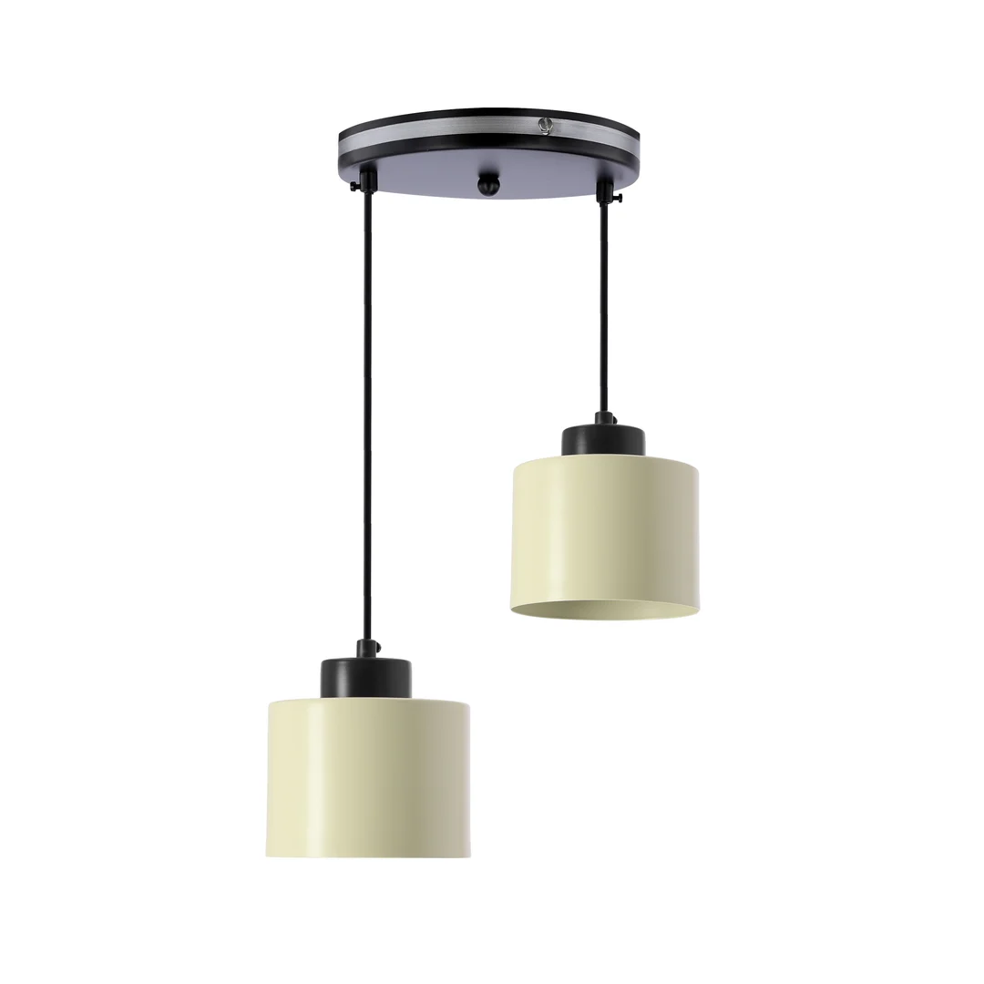 Olivca lampa wisząca czarny 2x40W E27 klosz oliwkowy