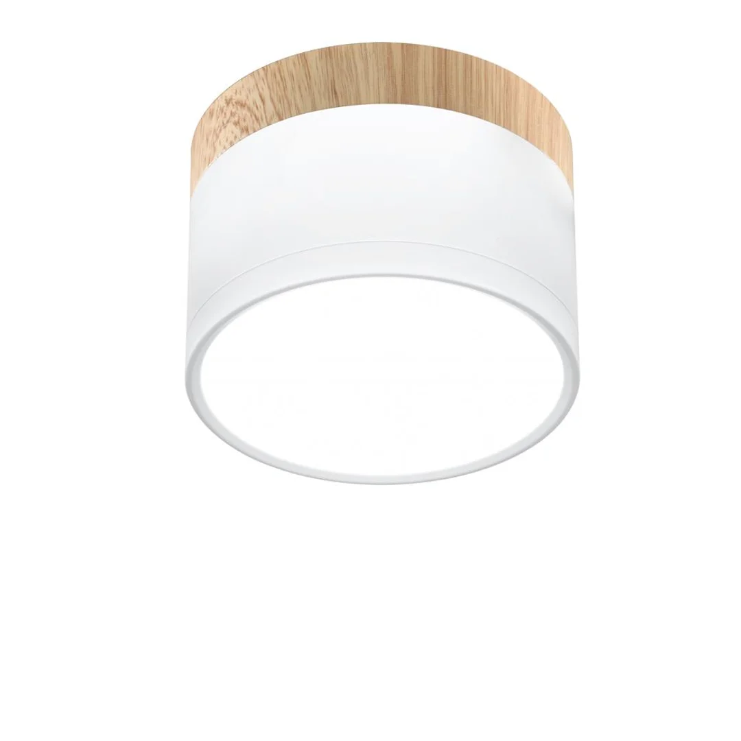 OPRAWA SUFITOWA TUBA 9W LED 4000K BIAŁY+DREWNIANY ŚR. 8,8 CM