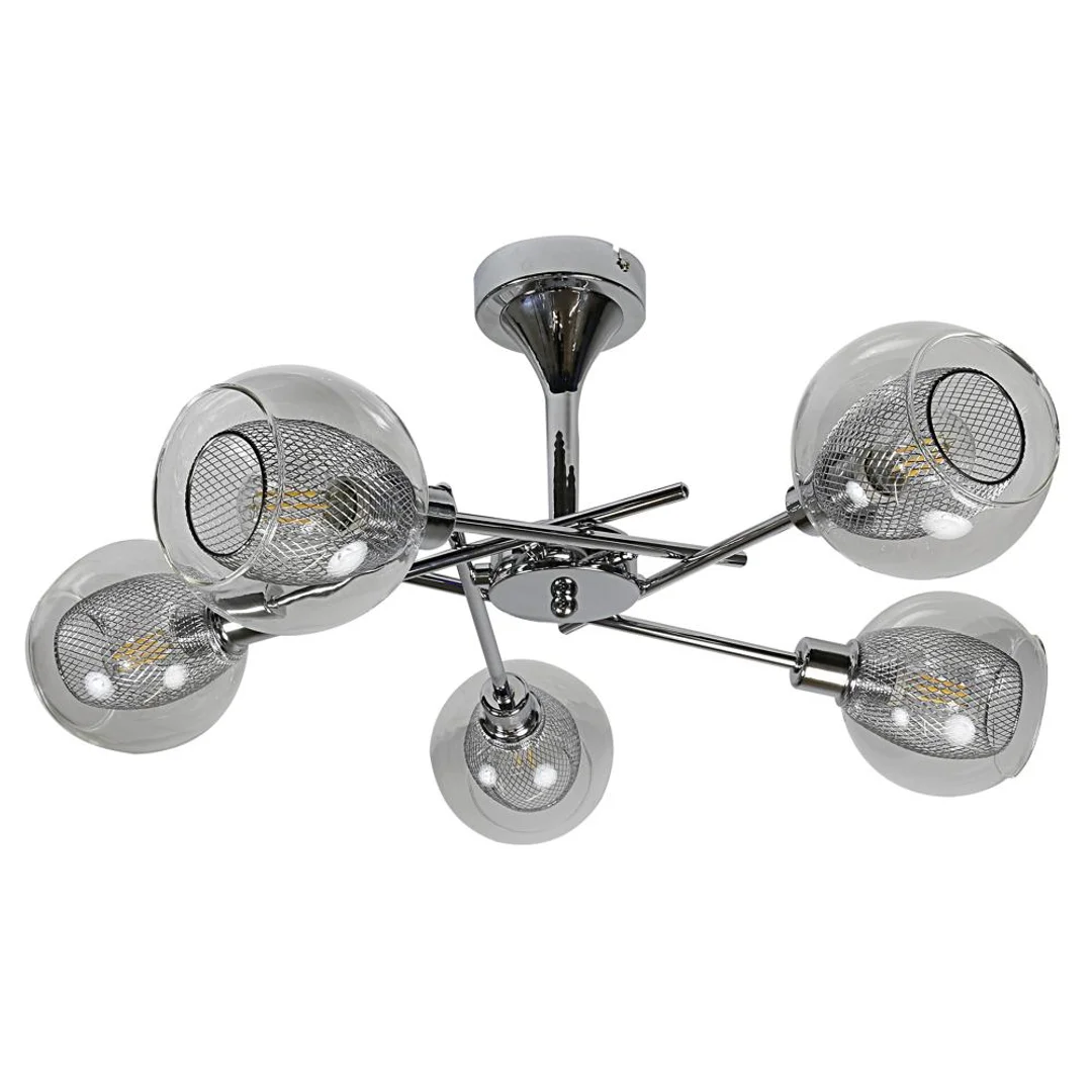 OZZO LAMPA WISZĄCA 5X40W E14 CHROM KLOSZ BEZBARWNY