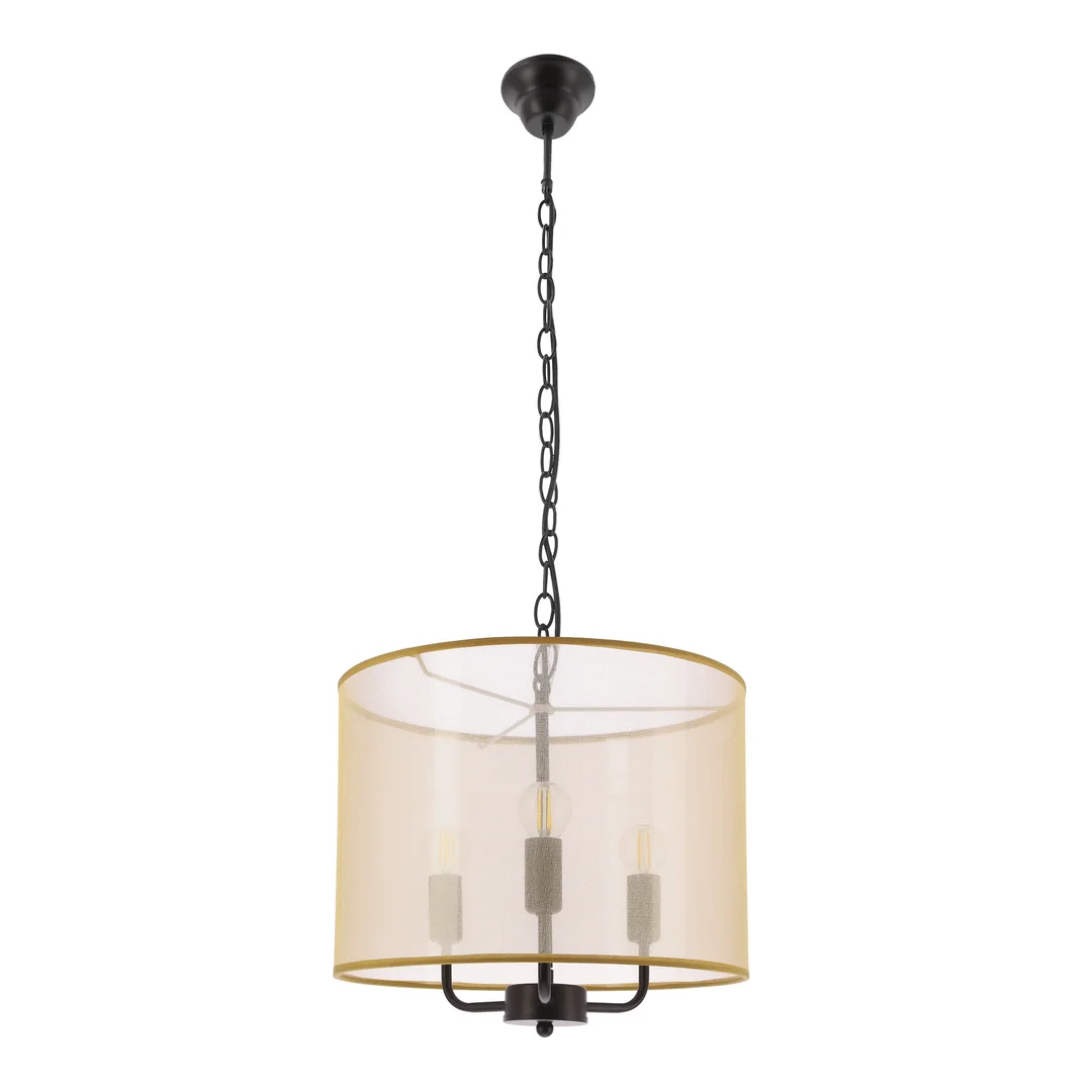 Pacifica lampa wisząca czarny 3x40W E14 abażur złoty