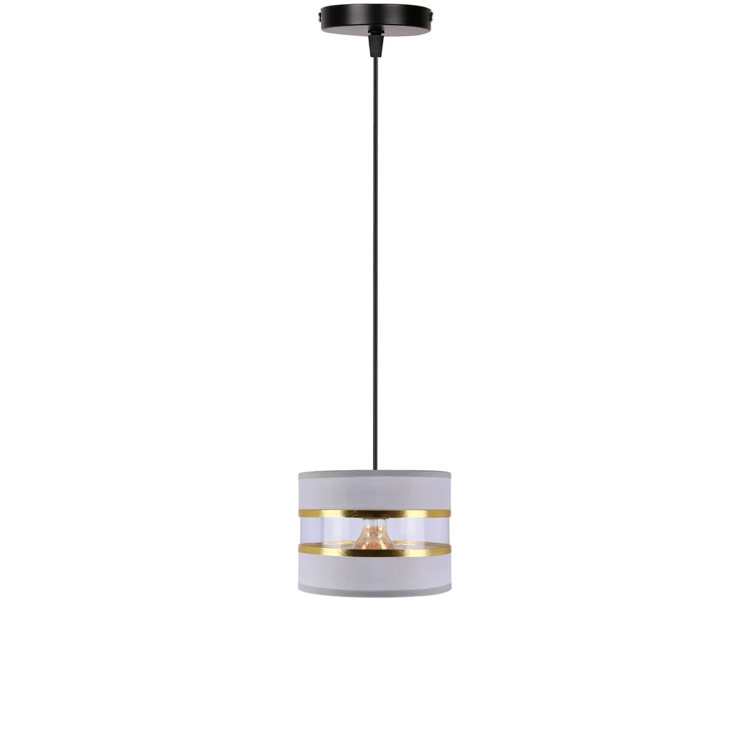 Pandy lampa wisząca czarny 1x40W E27 abażur szary+złoty